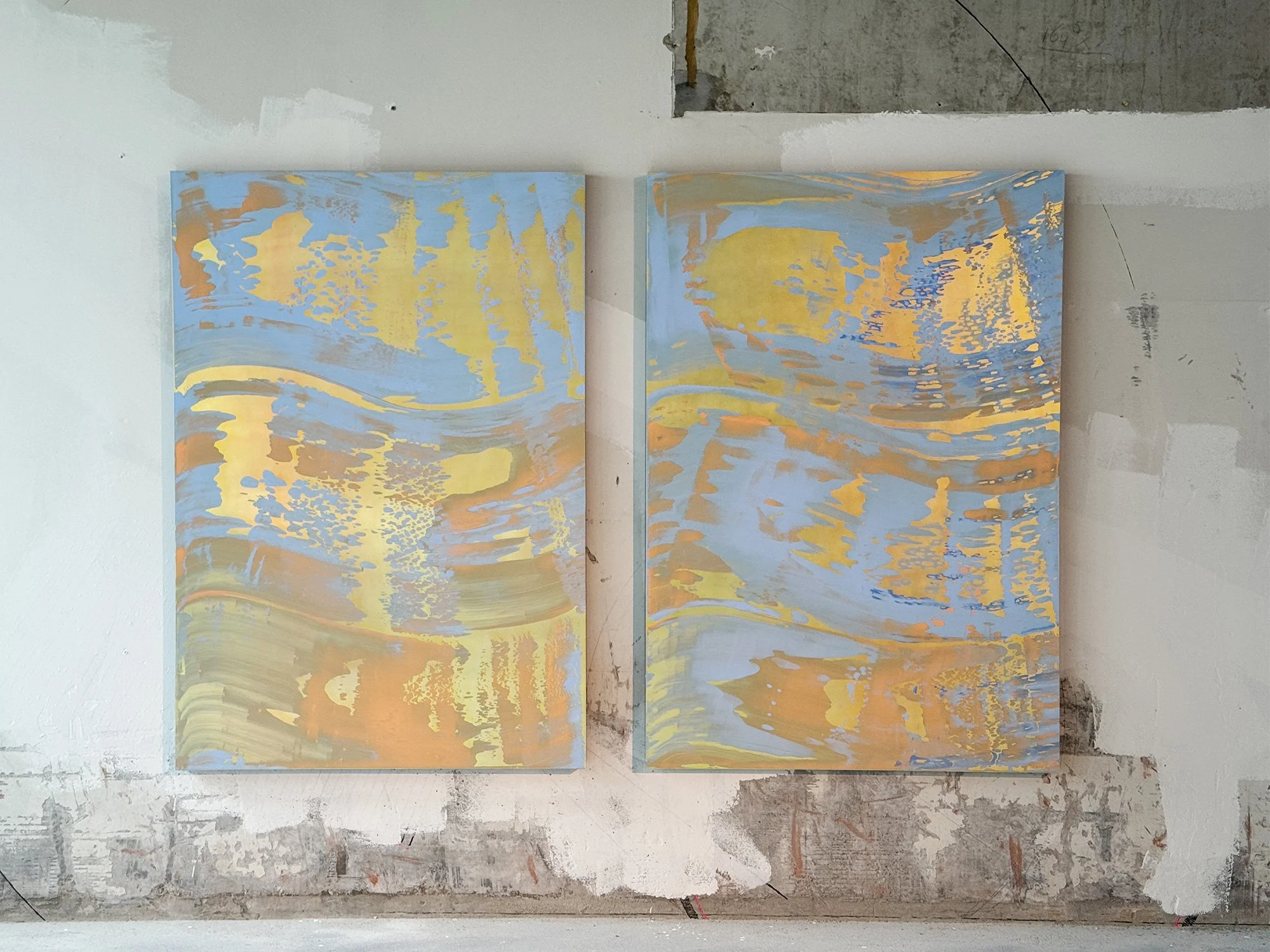 Monumental diptych painting by Lisette Schumacher on view at BigArt 2025 in Amsterdam.