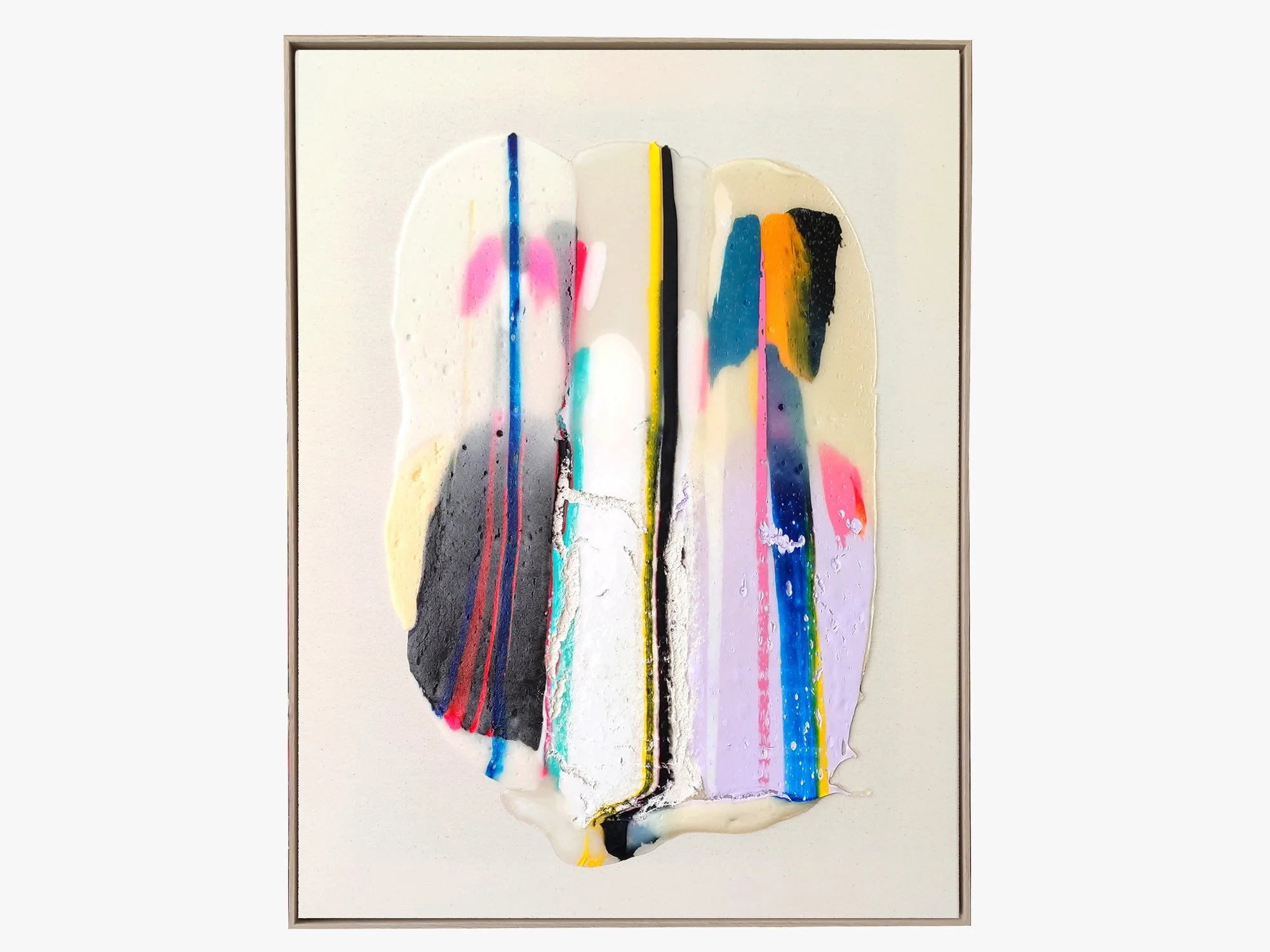 Original abstract statement artwork with pink, cream and black tones.