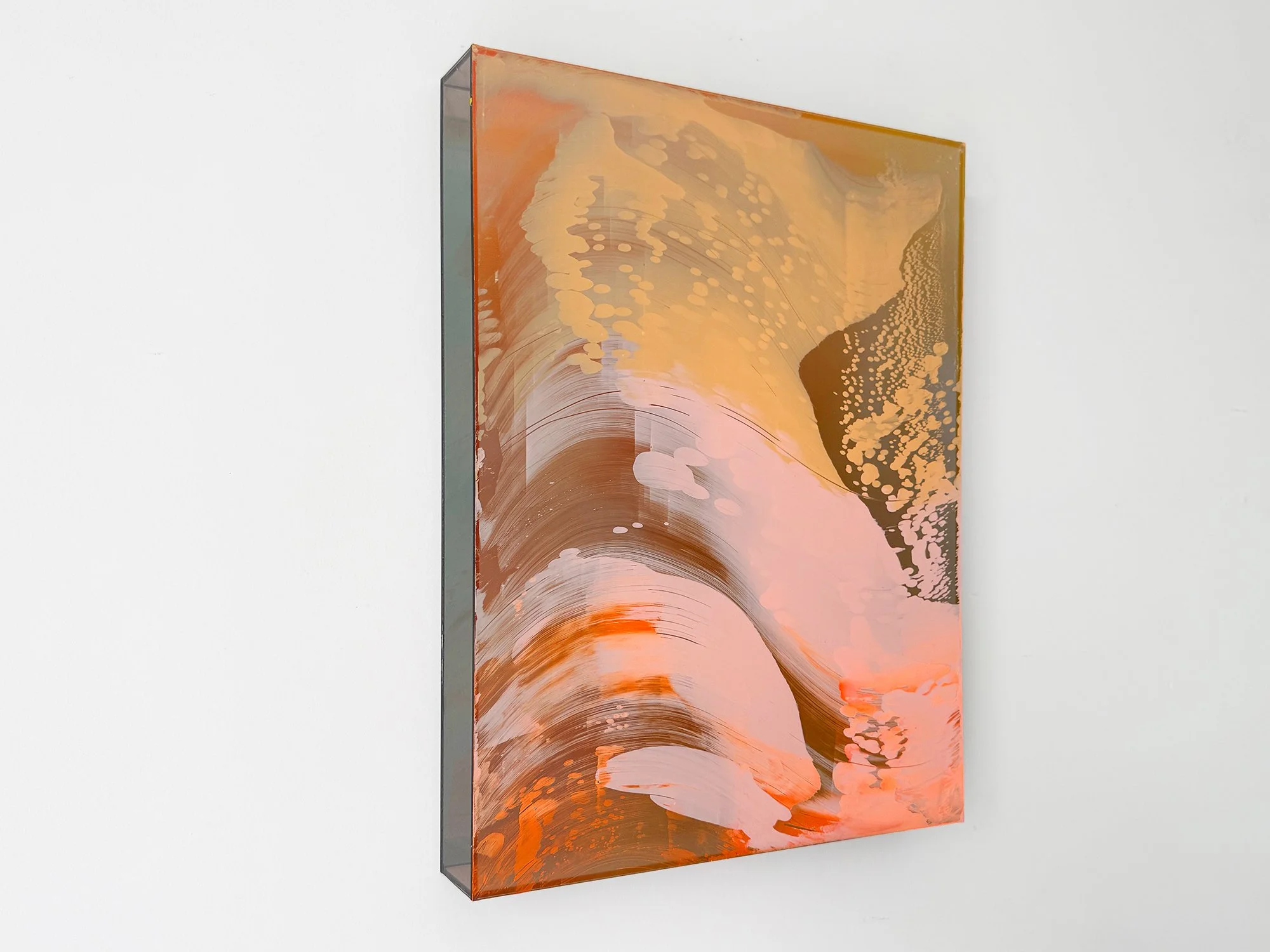 Contemporary wall object inspired by Palm Springs architecture with warm desert colours and fluid composition
