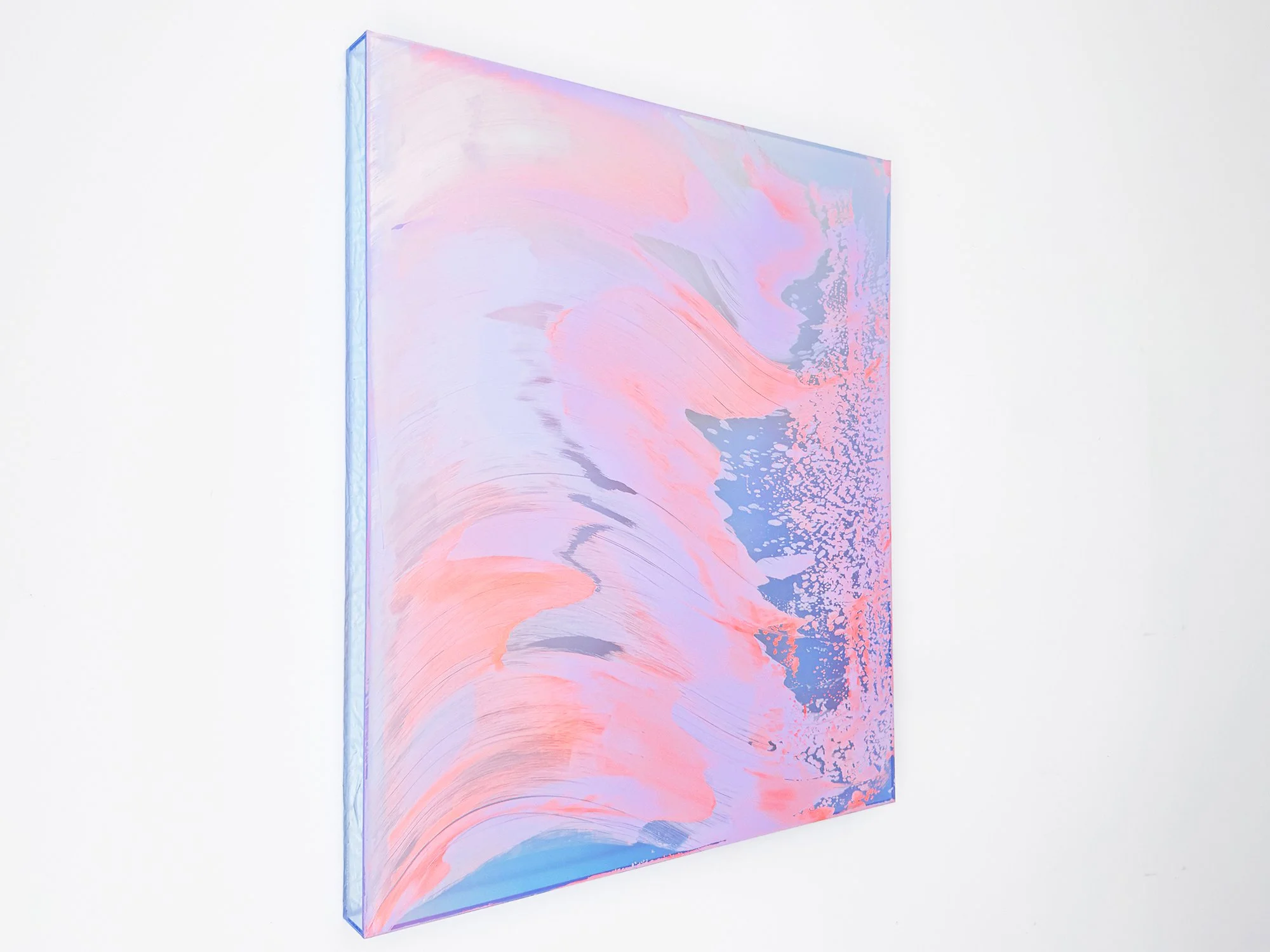 Left side view of Coachella Views XI by Lisette Schumacher, showing the artwork’s depth and continuous coloured edges