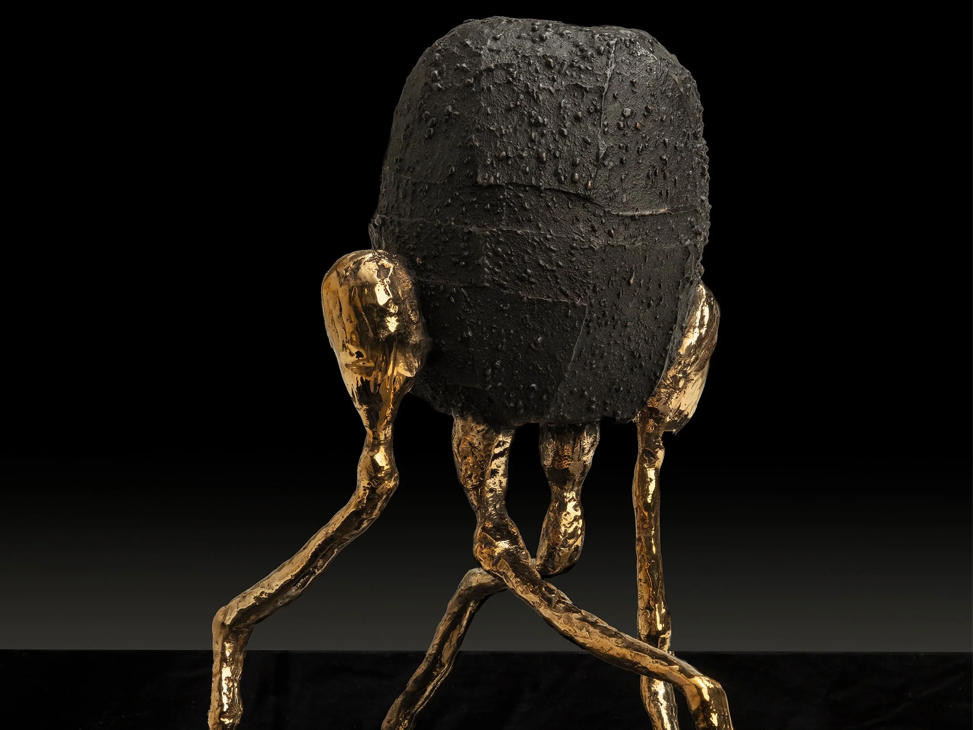 Bronze sculpture “Caught By Time” by Jeske Haak, depicting a hybrid sea creature inspired by underwater life.