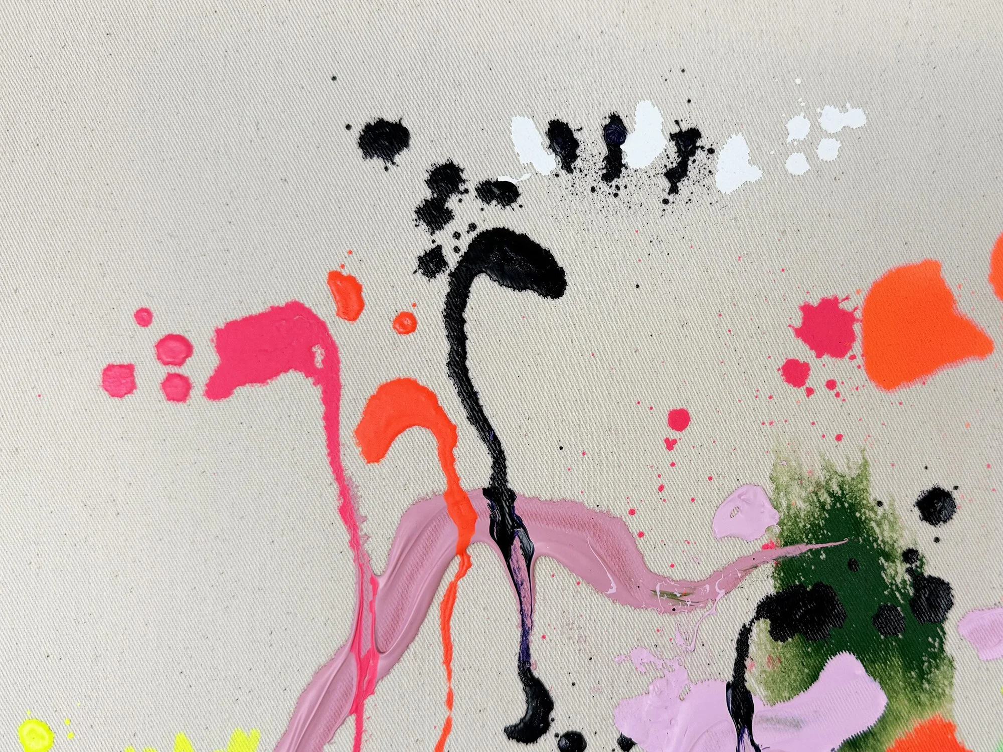 Detail of layered paint, splashes and gestural marks in a Vera Klaus mixed media painting..jpg