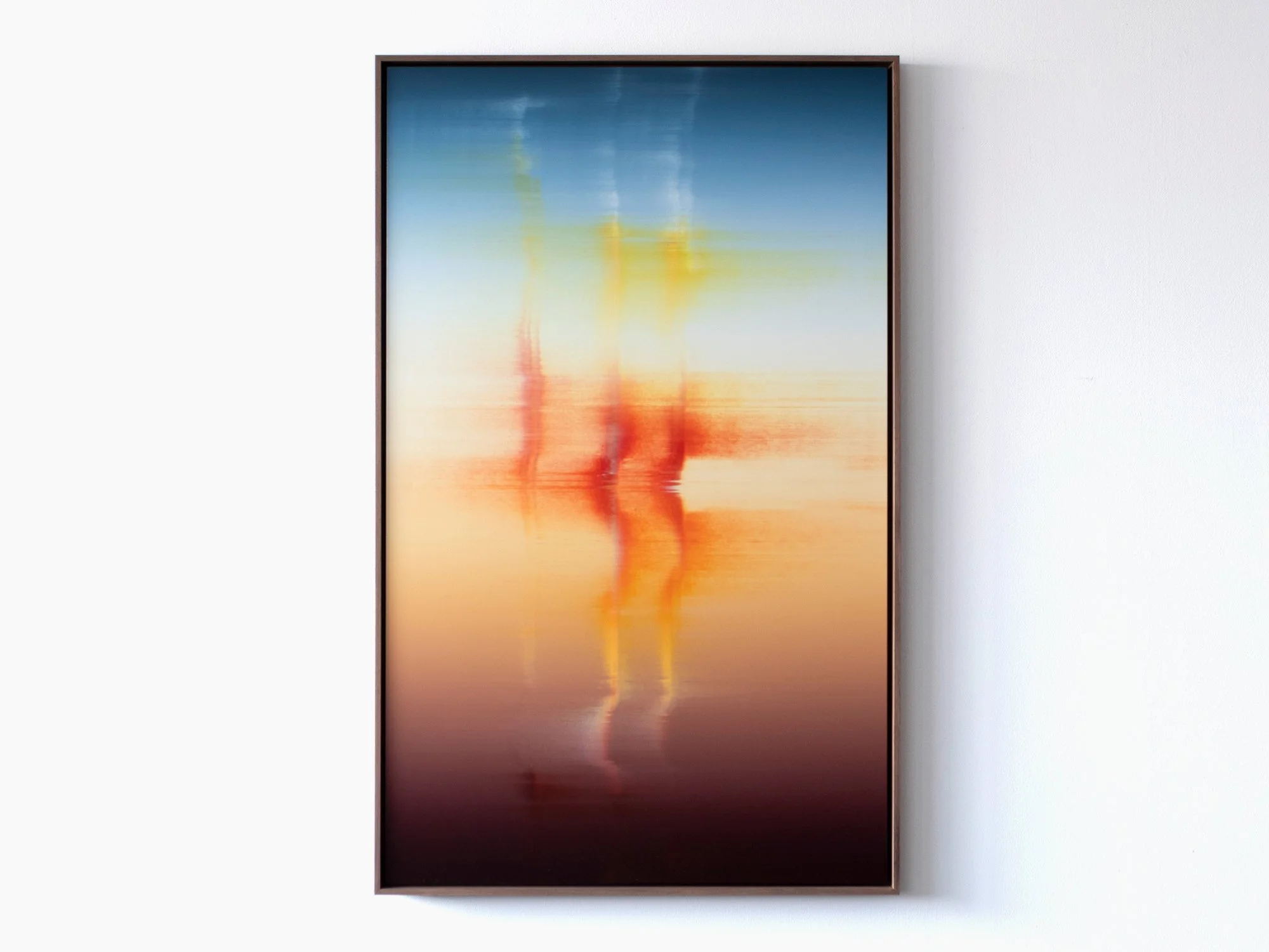 Full view of Donald Schenkel’s “Unexpected Visitor,” oil on canvas, 130 × 80 cm, displayed against a white wall.