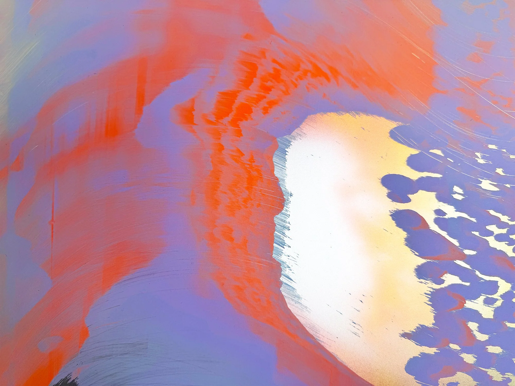 Detail of the pale central opening and dispersed lavender pattern in Lisette Schumacher’s Coachella Views XIII