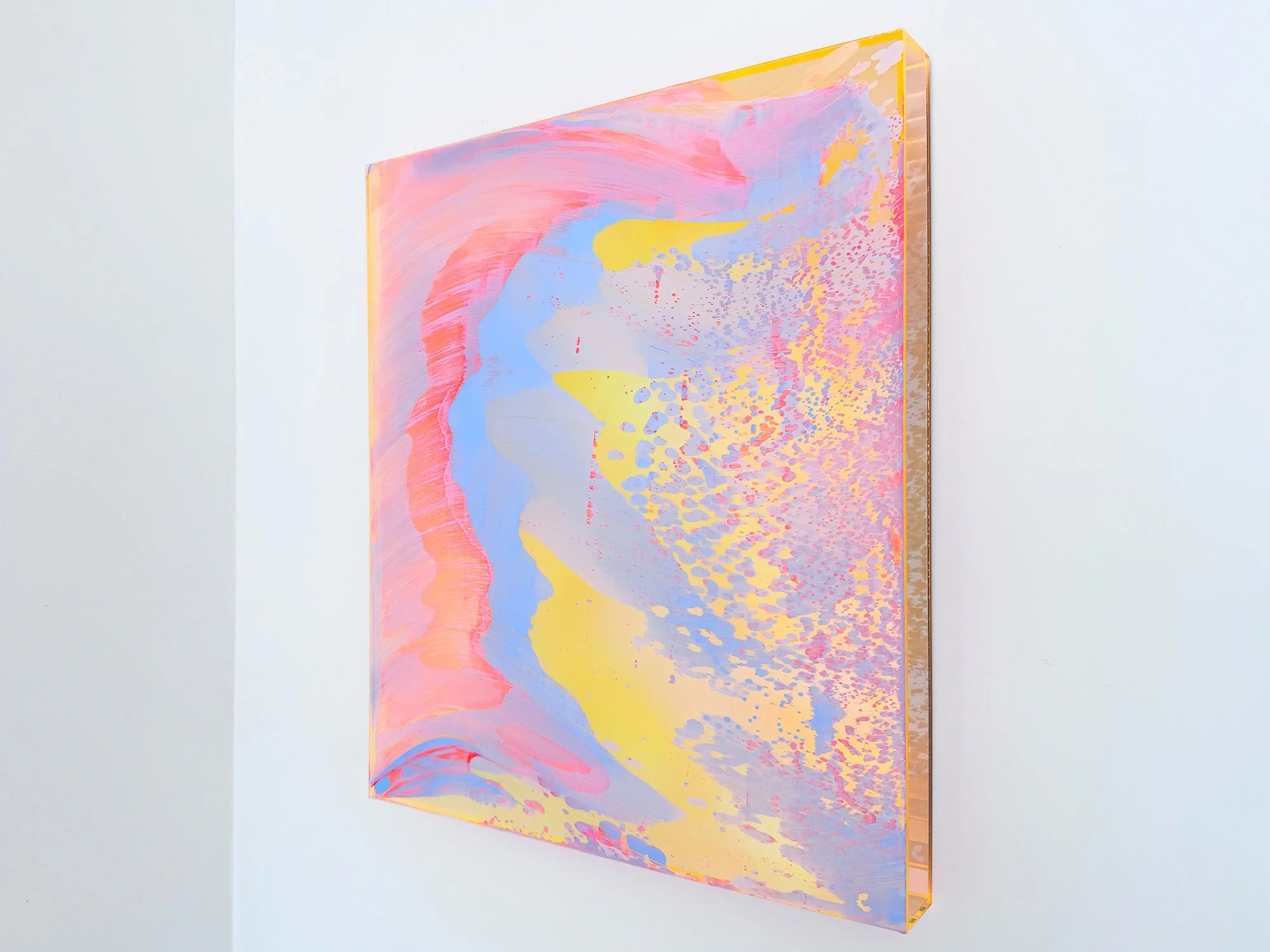 Side view of the abstract artwork Coachella Views XIV with colour continuing around the edges