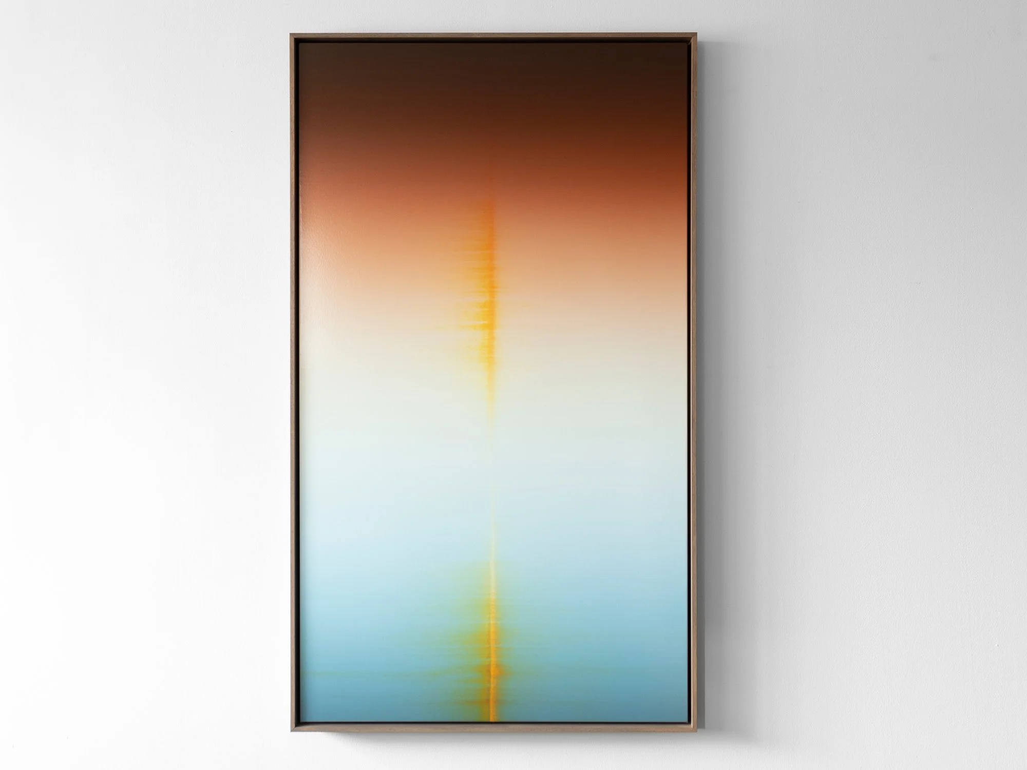 Donald Schenkel The Touch 2026 oil on canvas vertical gradient from brown to blue