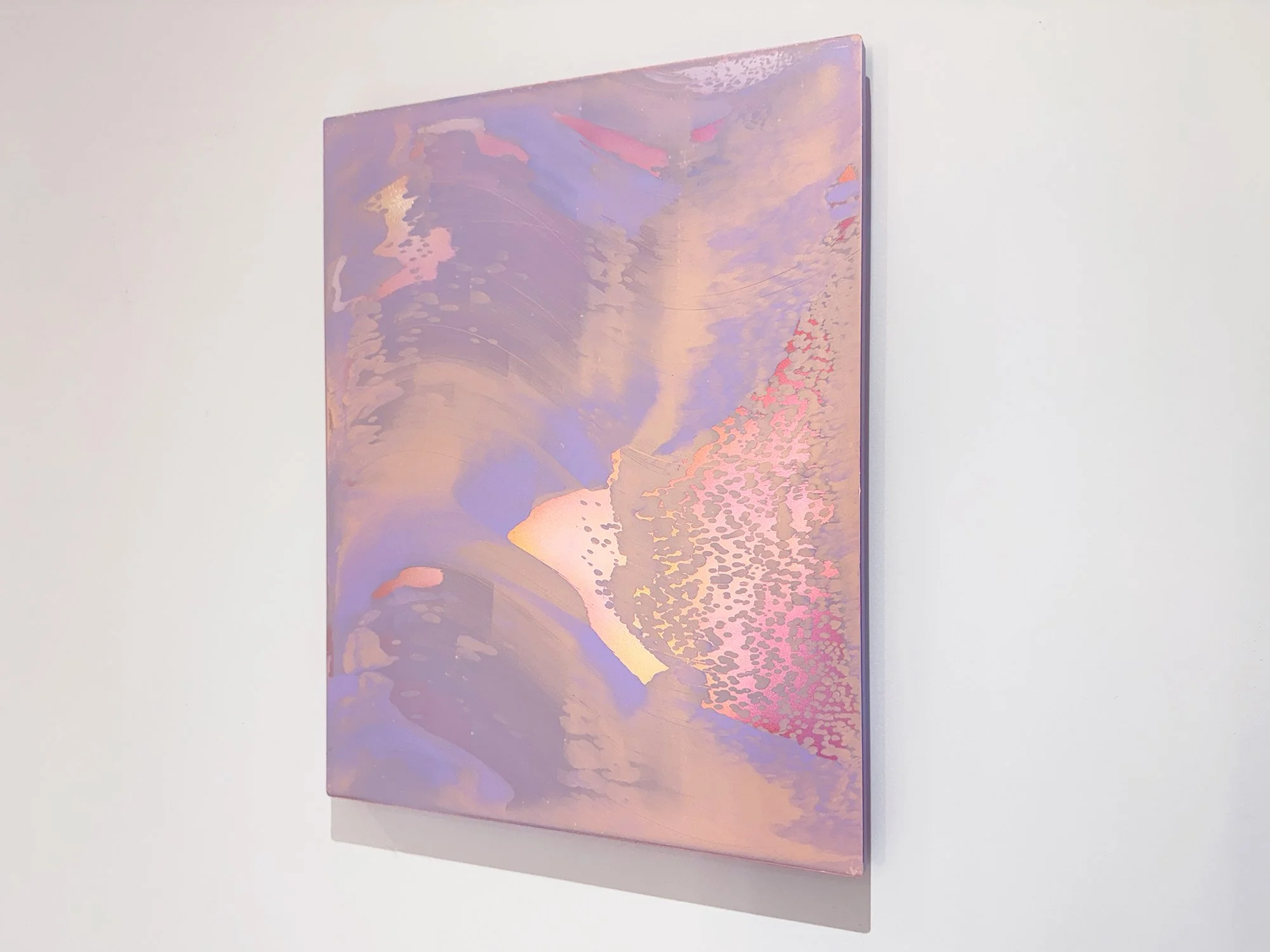 Angled view of Dawn IV highlighting the reflective details along the side of the painting.