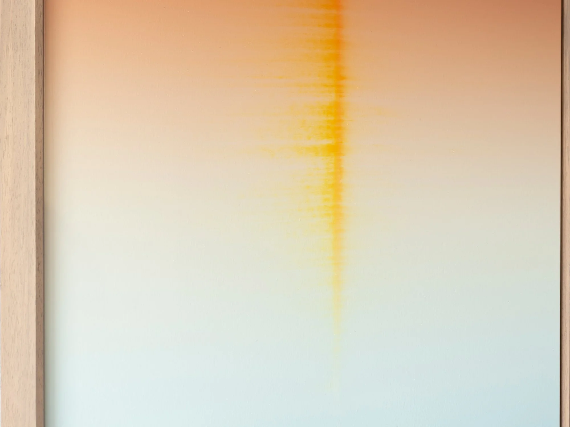 Minimal abstract artwork with warm tones at the top and cool blue tones at the bottom