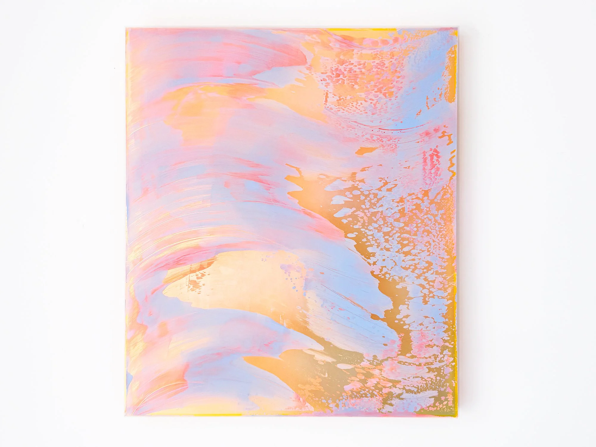 Abstract painting in orange and blue,Coachella Views XII  by Lisette Schumacher