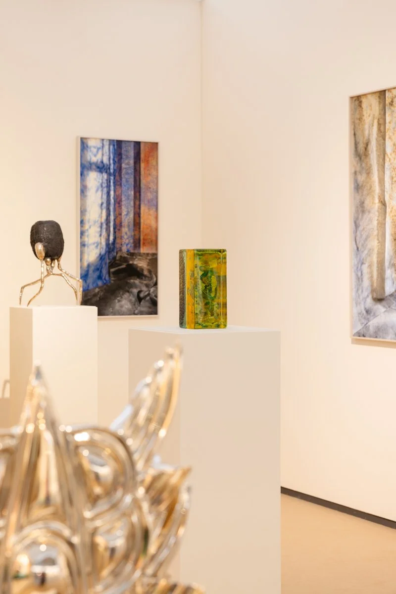 Sculpture by Jeske Haak, glass sculpture by Lisette Schumacher and architectural photography by Jan Theun van Rees on view at Root Gallery’s PAN Amsterdam 2025 booth.