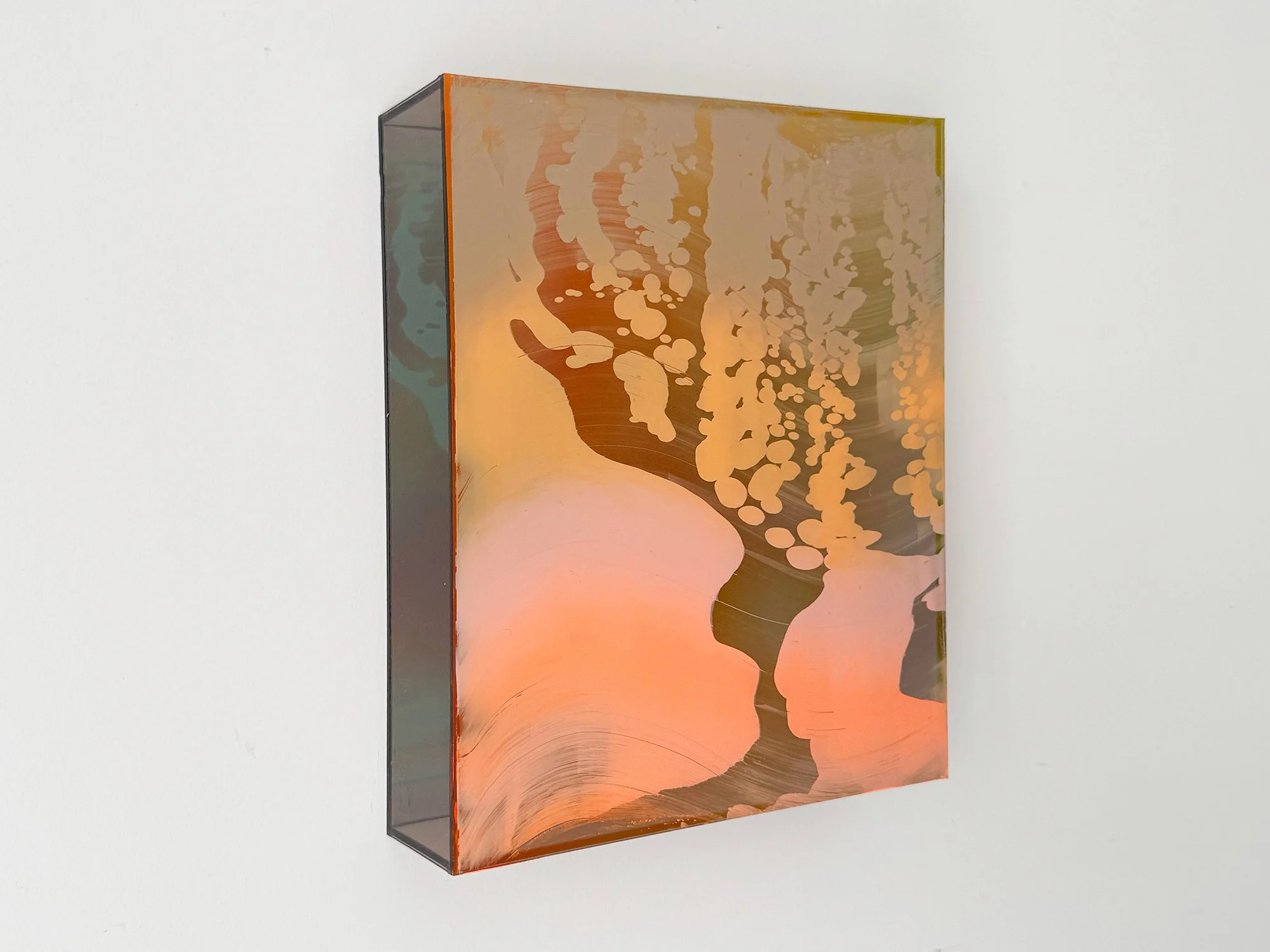 Mixed media artwork by Lisette Schumacher from the Desert Modernism series, inspired by Frey House II in Palm Springs