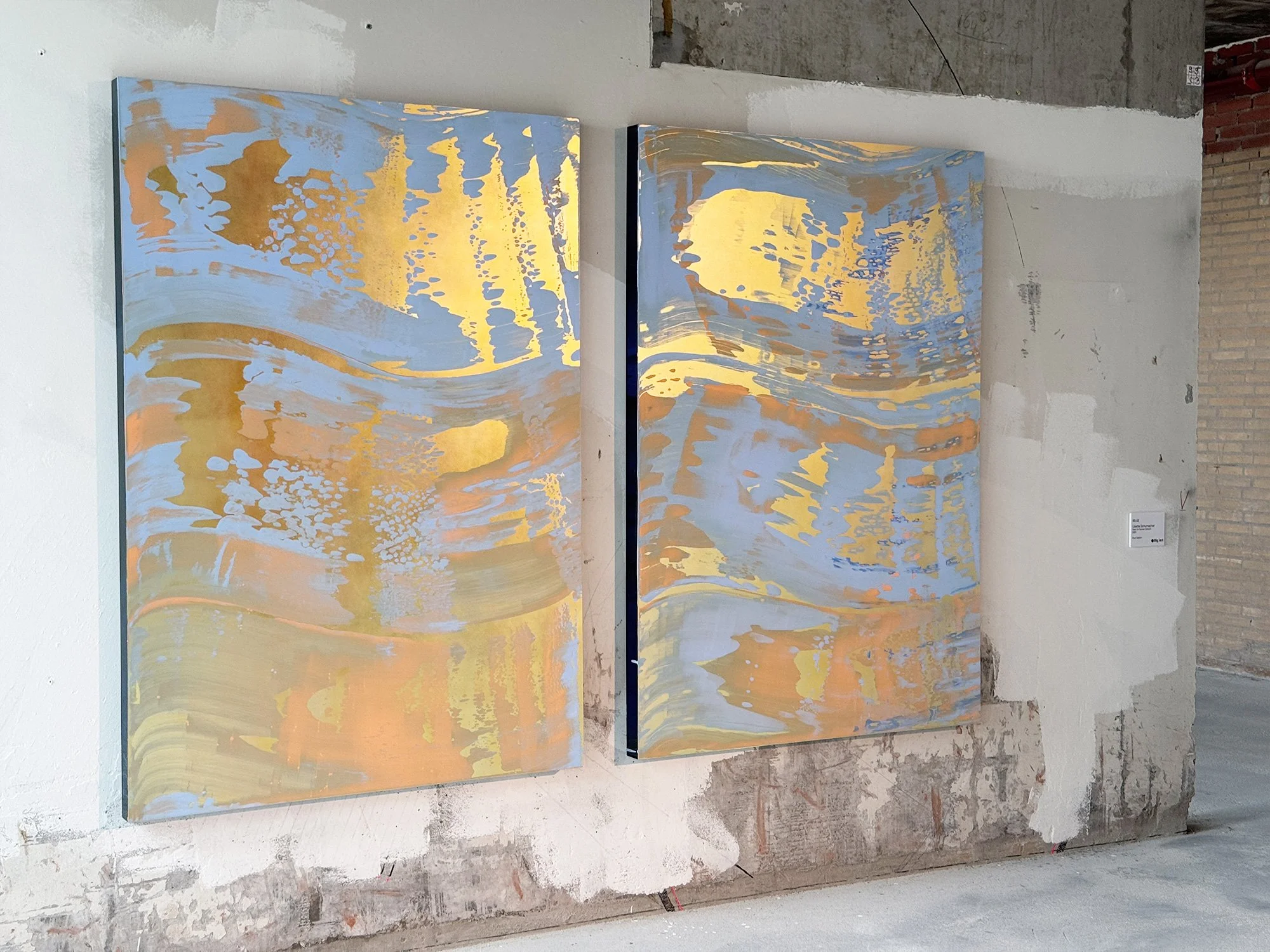 Contemporary diptych painting inspired by architecture and light, by Lisette Schumacher.