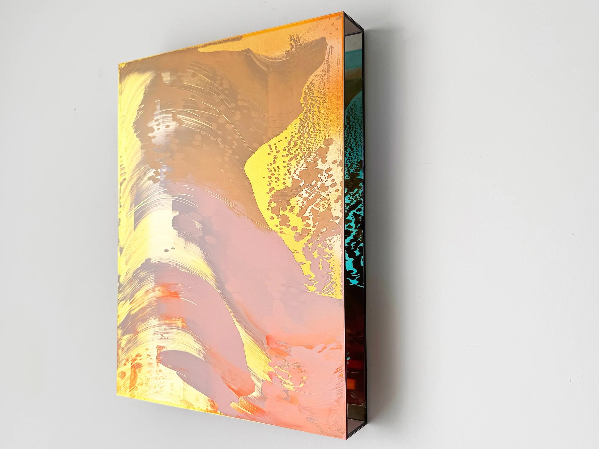 Side view of Desert Modernism III showing layered translucent material and depth in the artwork