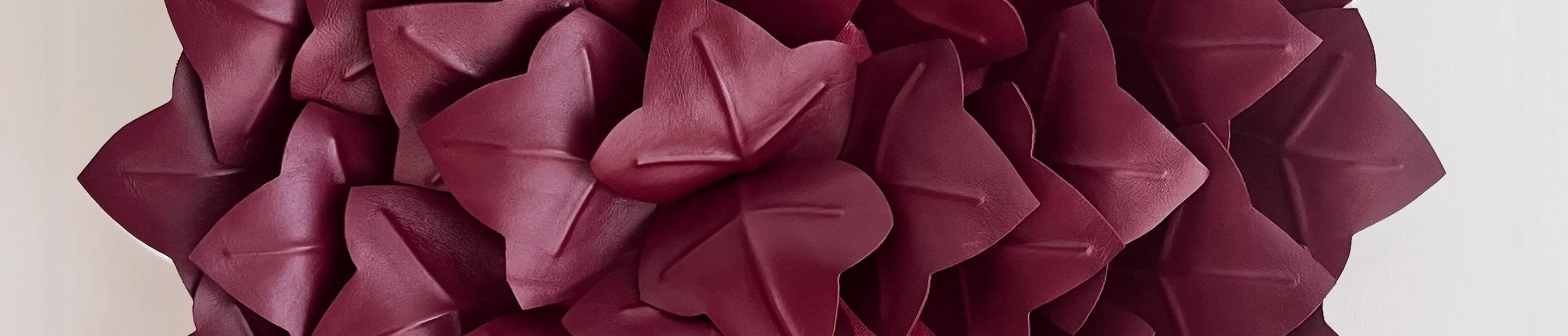 Madelon Uljee leather sculpture inspired by natural structures, contemporary wall artwork