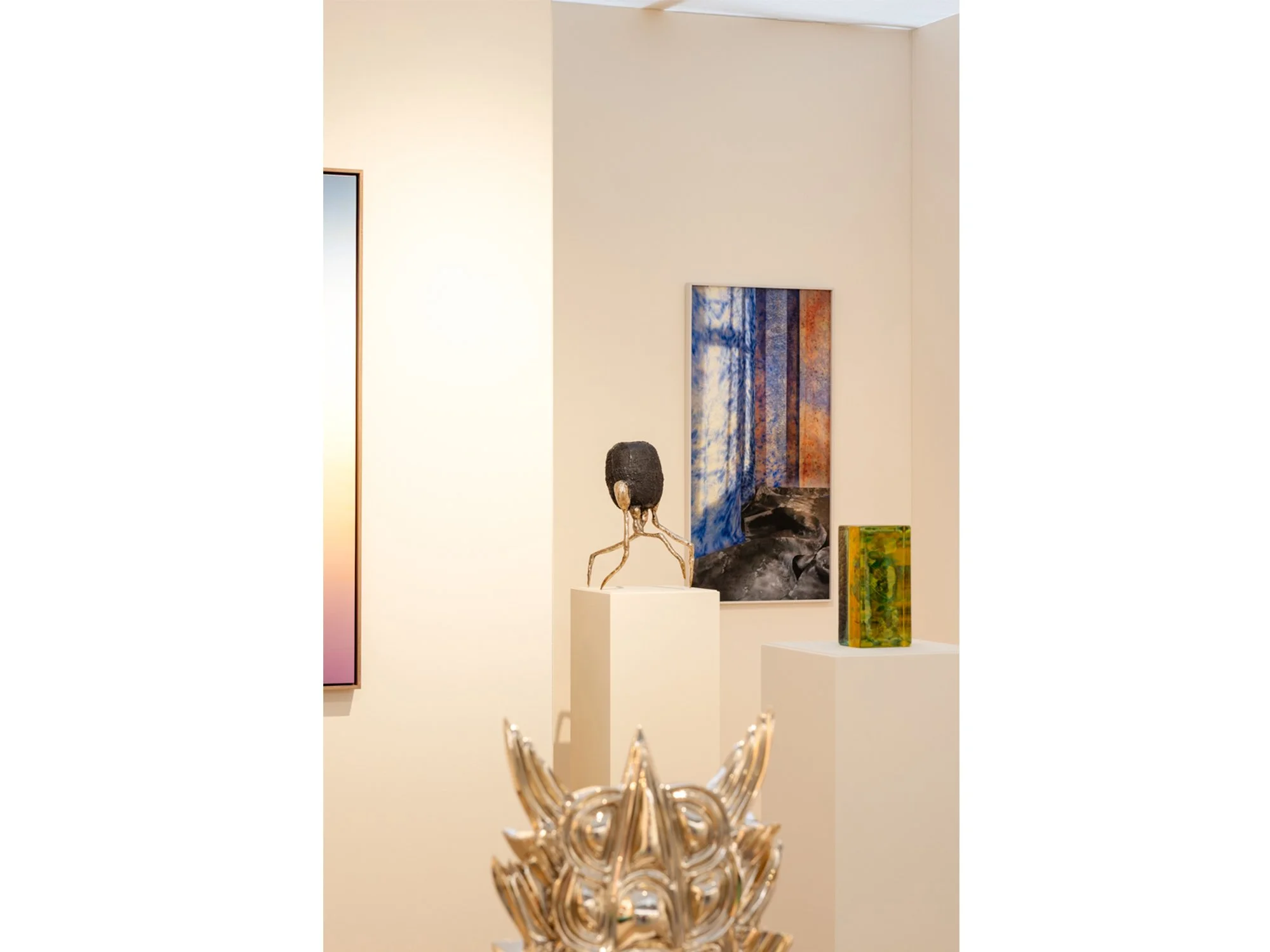 Detail of Caught By Time revealing the polished bronze surface and organic sculptural form