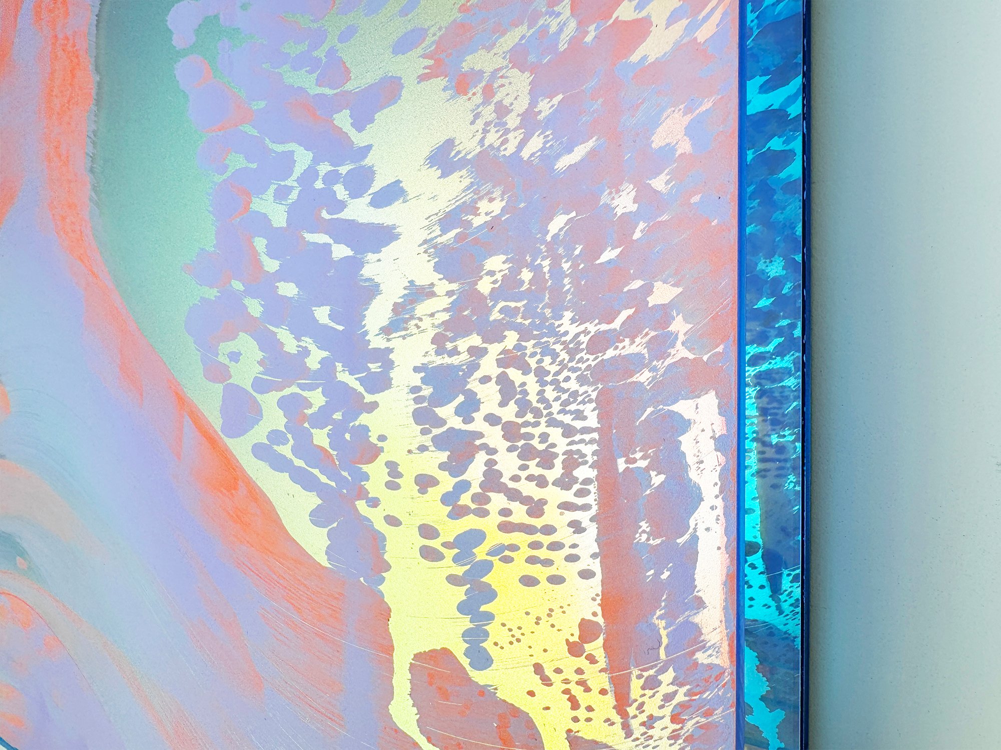 Close-up of the fine dotted textures and overlapping colour fields in Coachella Views XIII
