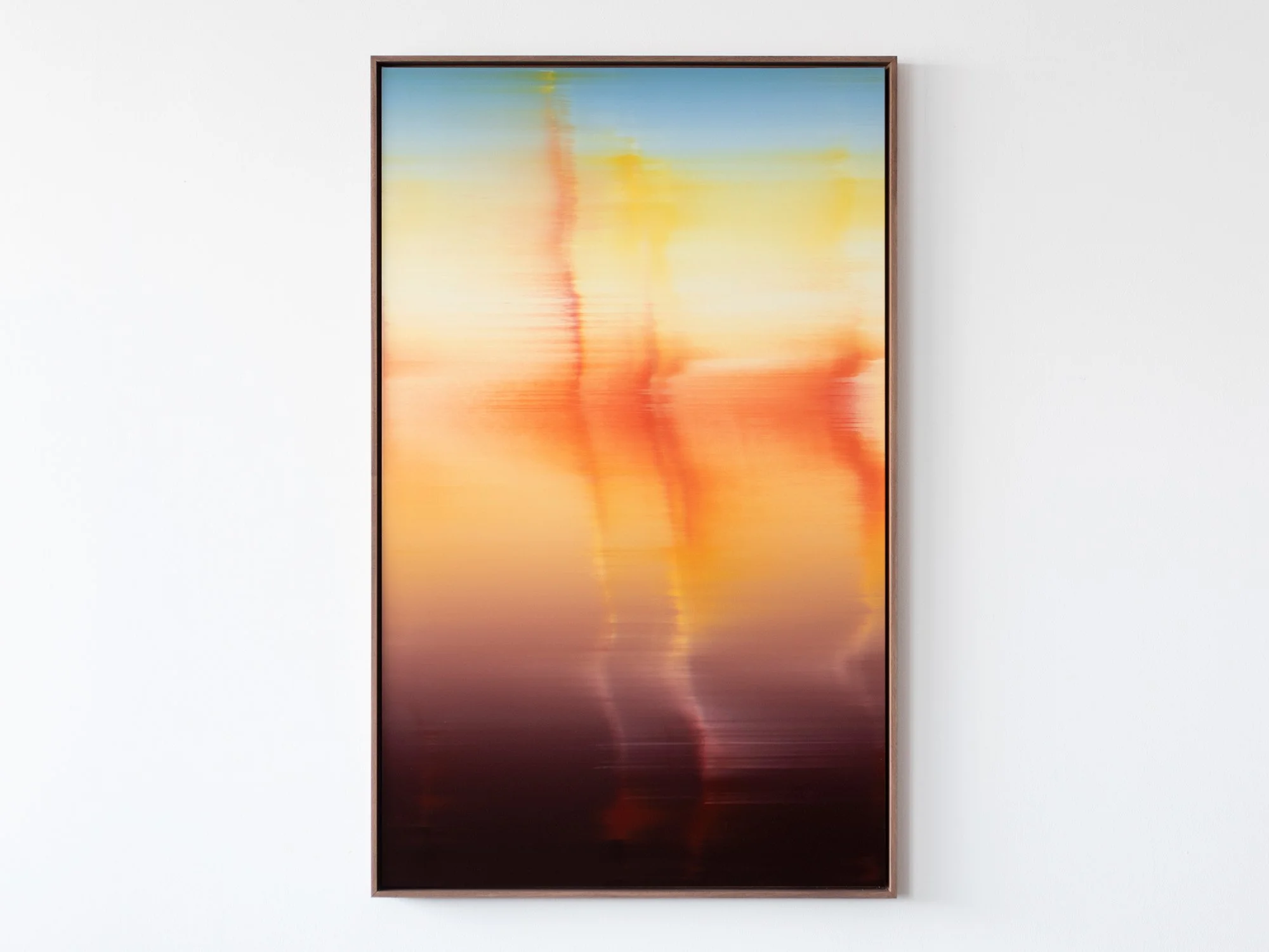 Full view of Donald Schenkel’s “Unexpected Guest,” oil on canvas, 130 × 80 cm, displayed against a white wall.