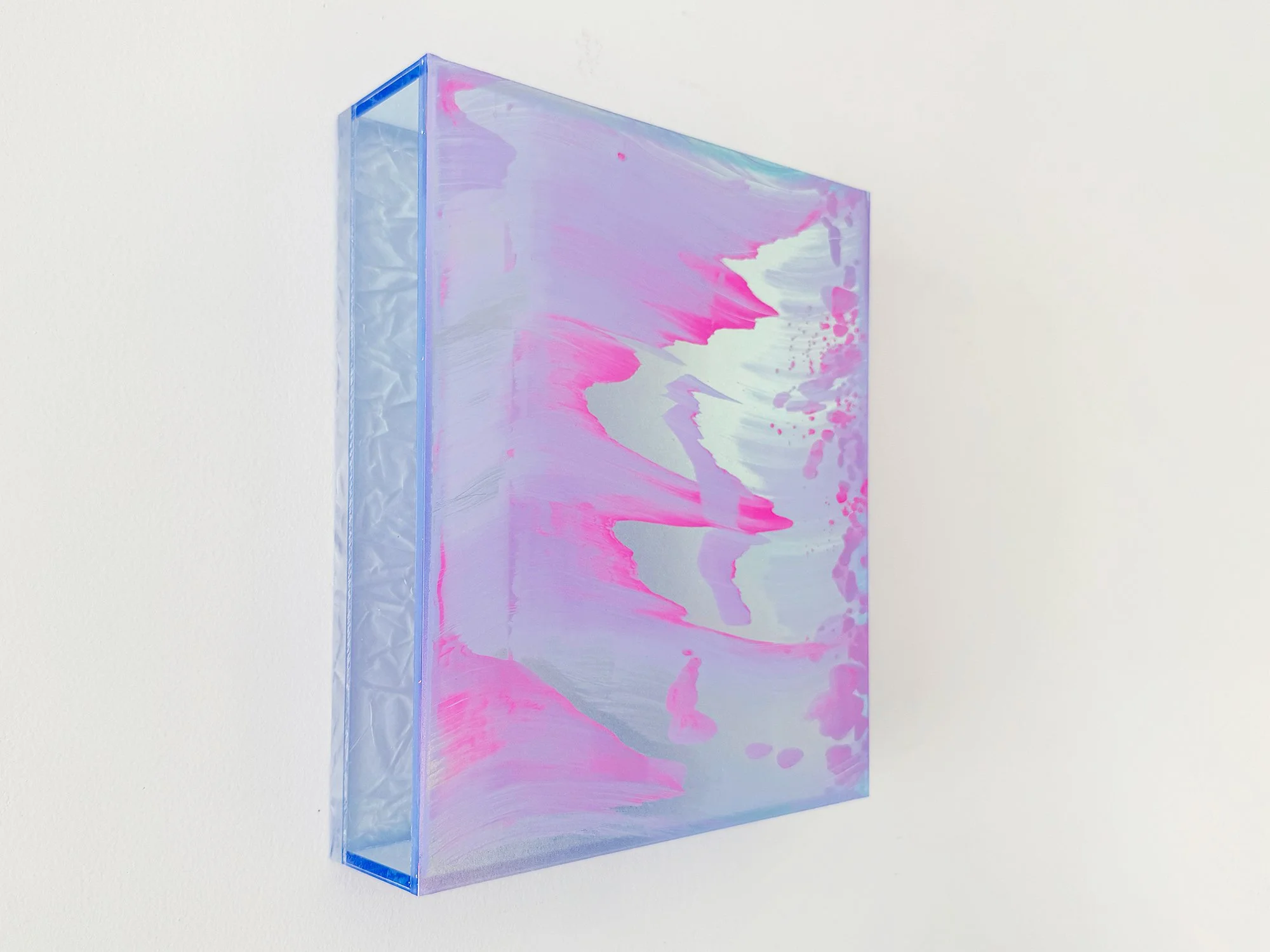 Side view of Coachella Views V by Lisette Schumacher showing translucent layered structure of the mixed media painting