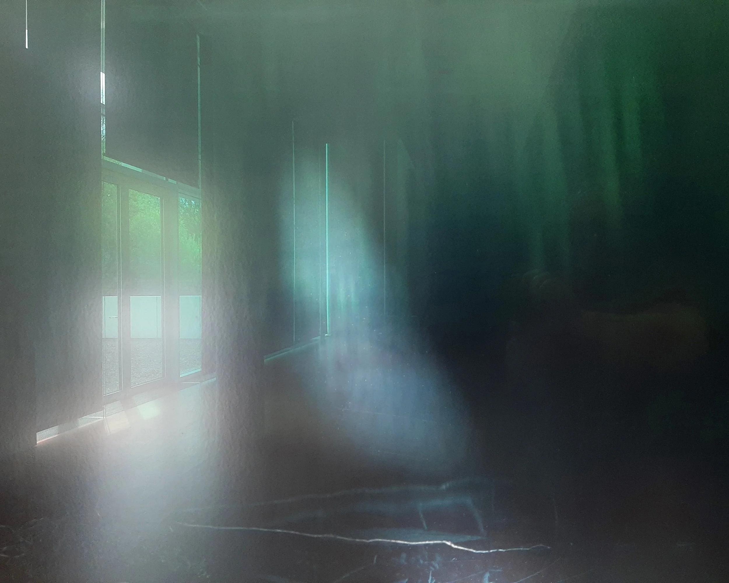 Jan Theun van Rees photograph merging a blurred artwork by Axel Hütte with the surrounding museum architecture