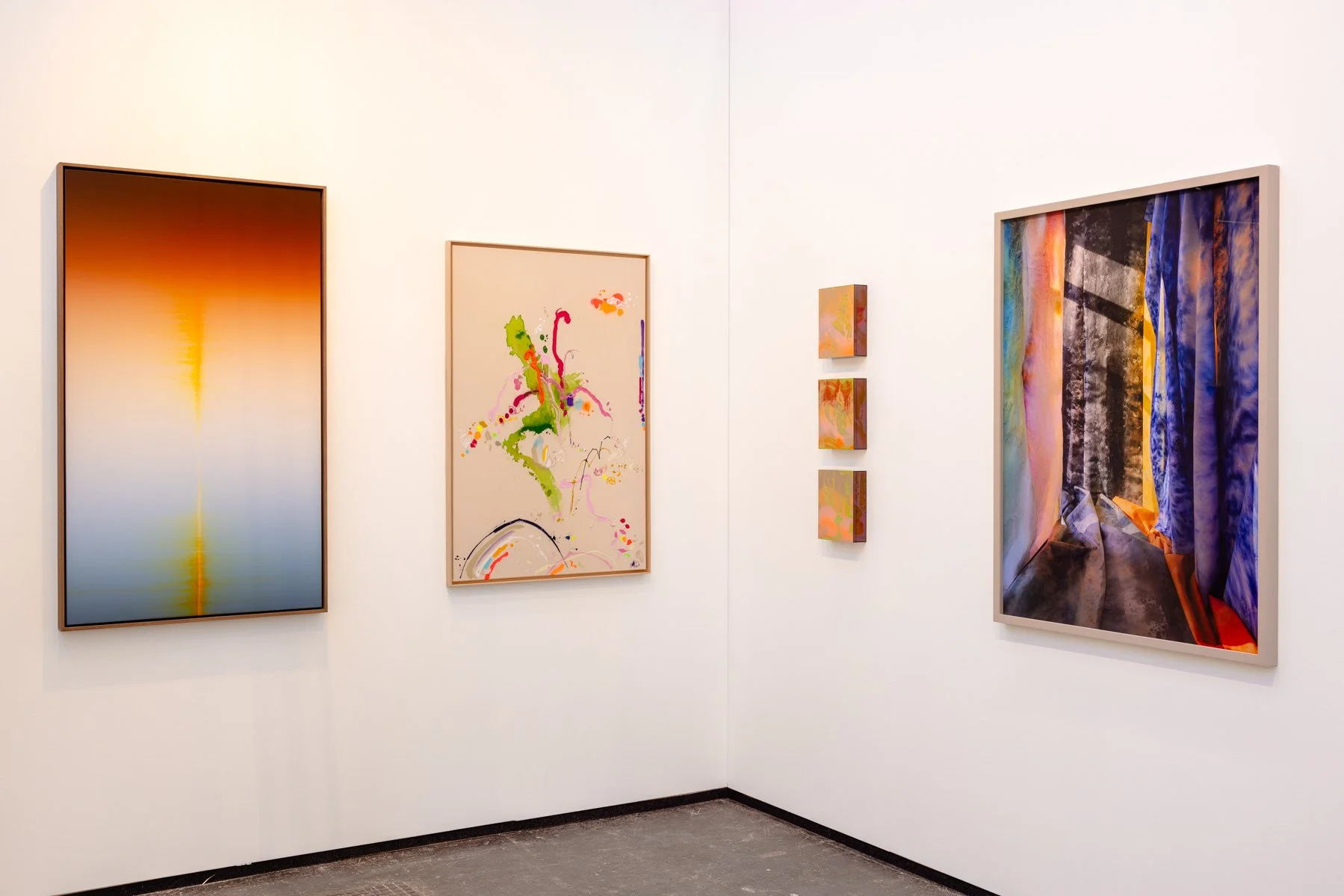 Contemporary spatial photography artwork with hanging fabrics and controlled lighting by Jan Theun van Rees, shown at KunstRAI 2026