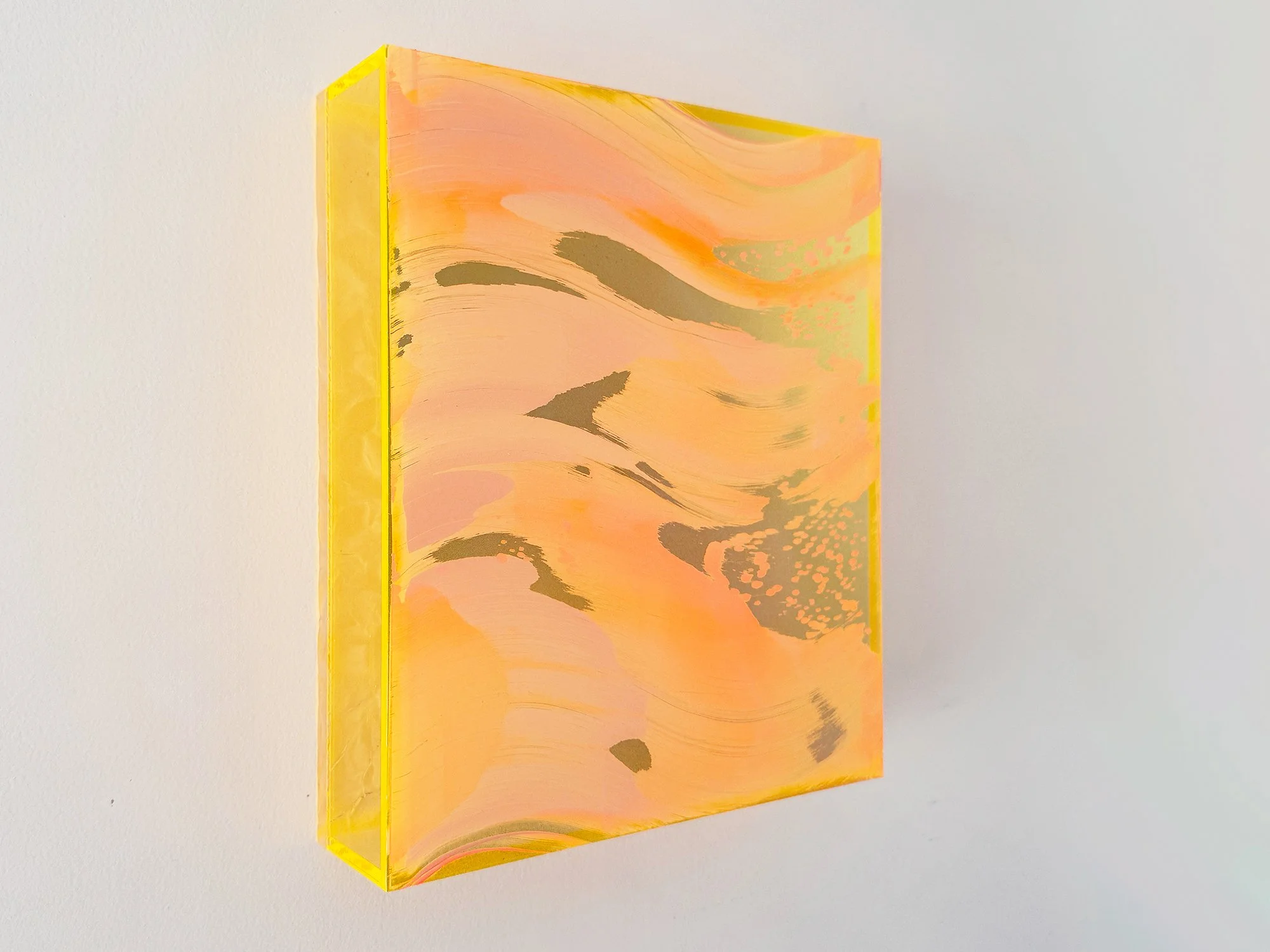 contemporary desert colour painting with pink orange and yellow tones