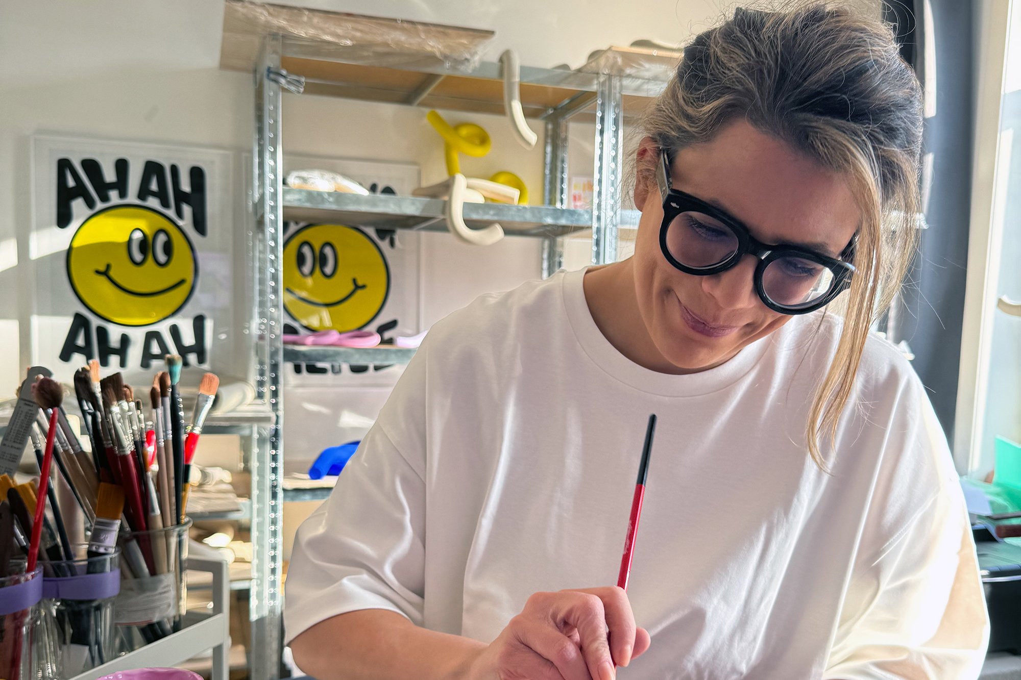Portrait of Rotterdam-based artist and designer Sina Steiner in her studio