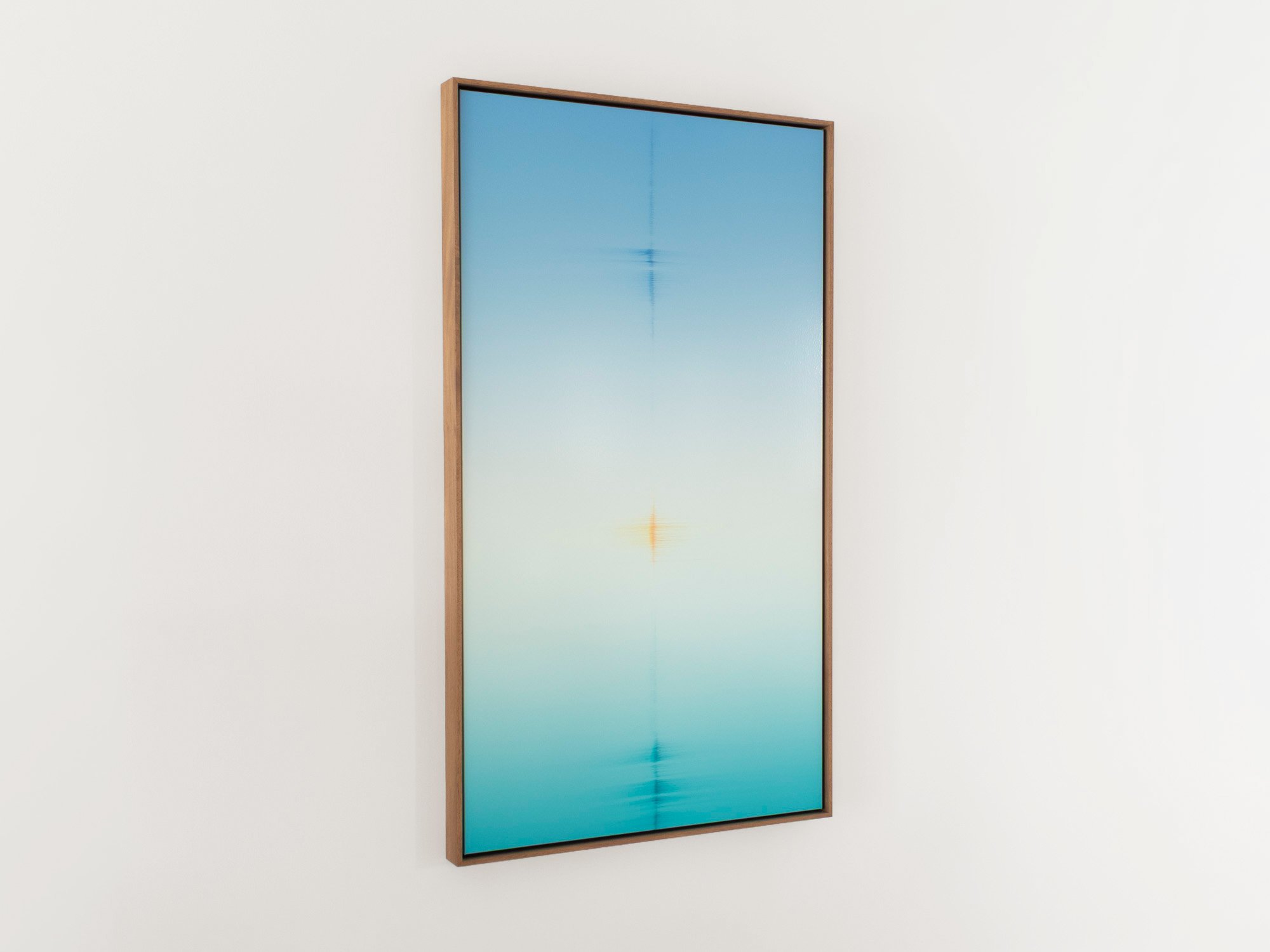 Side view of Donald Schenkel’s framed oil painting The Observer, showing the canvas and wooden frame.