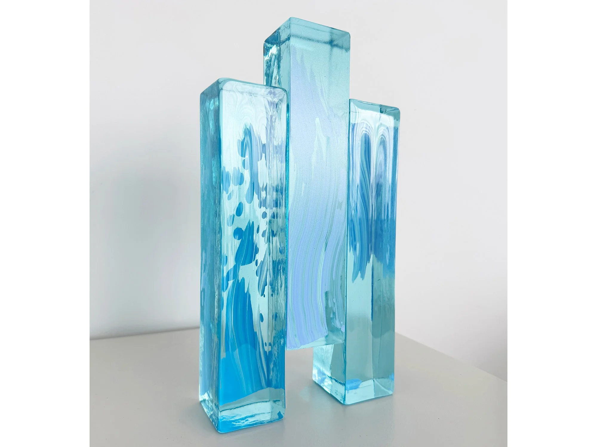 Spatial Shade II is the newest glass sculpture by Lisette Schumacher, in solid hand-casted blue glass from Italy