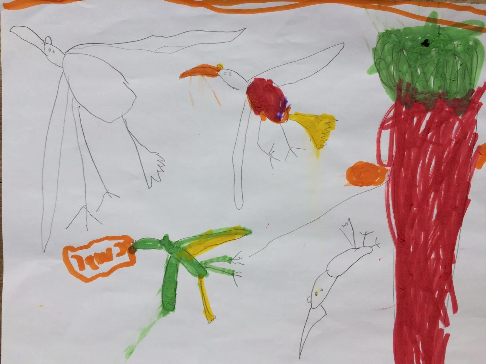 Parrots flying