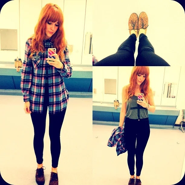 #todayimwearing my @topshop #discopants & grey #Cross vest, my @schuhshoes #leopard print cabe #flatforms, & my #diy Primark #studded check shirt. #Fashion #style #blogger #whattowear #inspiration #photo #me #girl #redhead #hair #print #fblogger #clothes #ootd #wiwt #instapic #outfit #whatiwore #igdaily #topshop (Taken with Instagram )