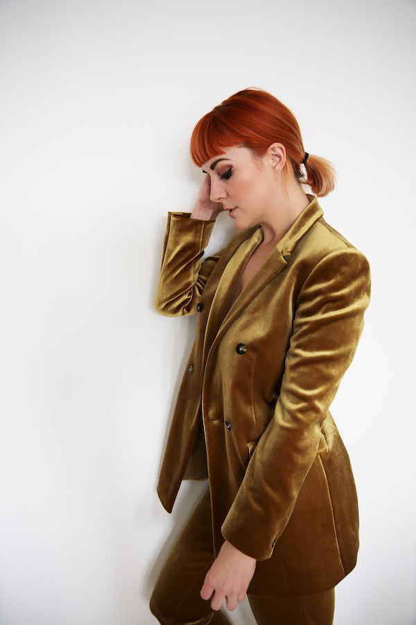 ASOS DESIGN super skinny velvet blazer in gold | ASOS