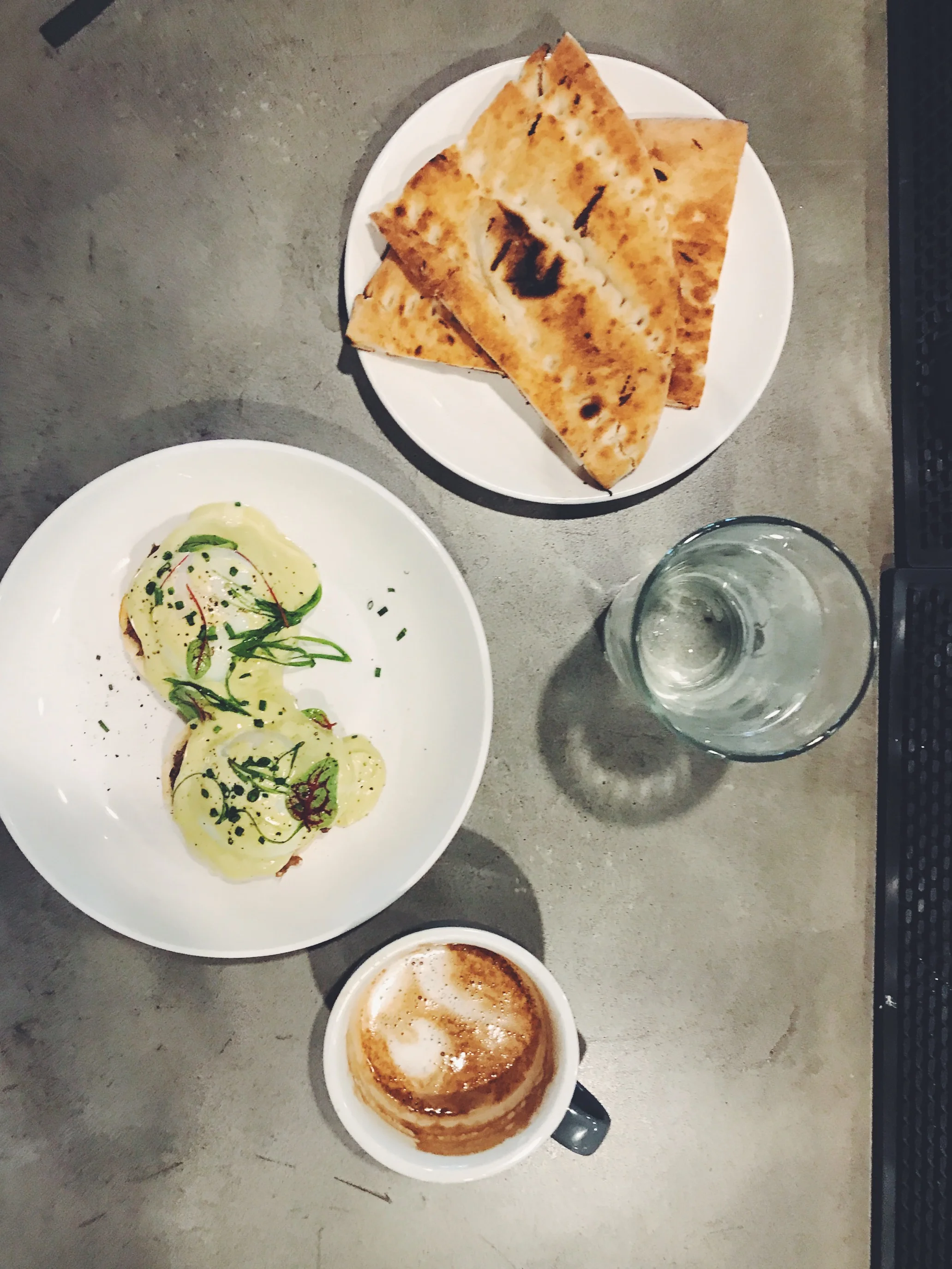 Green eggs benedict and a flat white coffee @ Butcher & Bee, Nashville