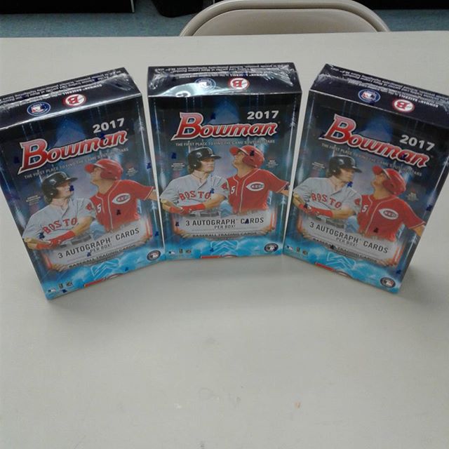 2017 Bowman Baseball is in stock now! Jumbo boxes are in now and Hobby boxes are on the way! Stop in and get this awesome product while we have it in stock, this one is going to go quick! #BowmanBaseball #Baseball #SportsCards