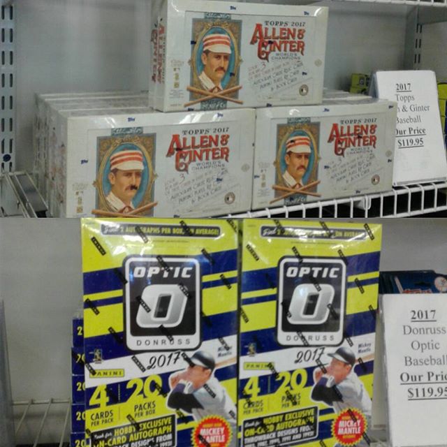 We have 2017 Topps Allen &amp; Ginter and 2017 Donruss Optic Baseball in stock now! These WILL go quick, so stop in and get yours while supplies last! #Topps #Baseball #AllenandGinter #SportsCards