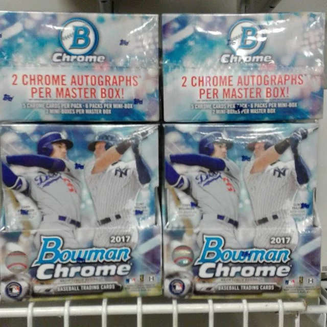 Bowman Chrome is in stock now! Stop in and get yours while supplies last, this product is going to go fast! #BowmanBaseball #Chrome #SportsCards #Collectables