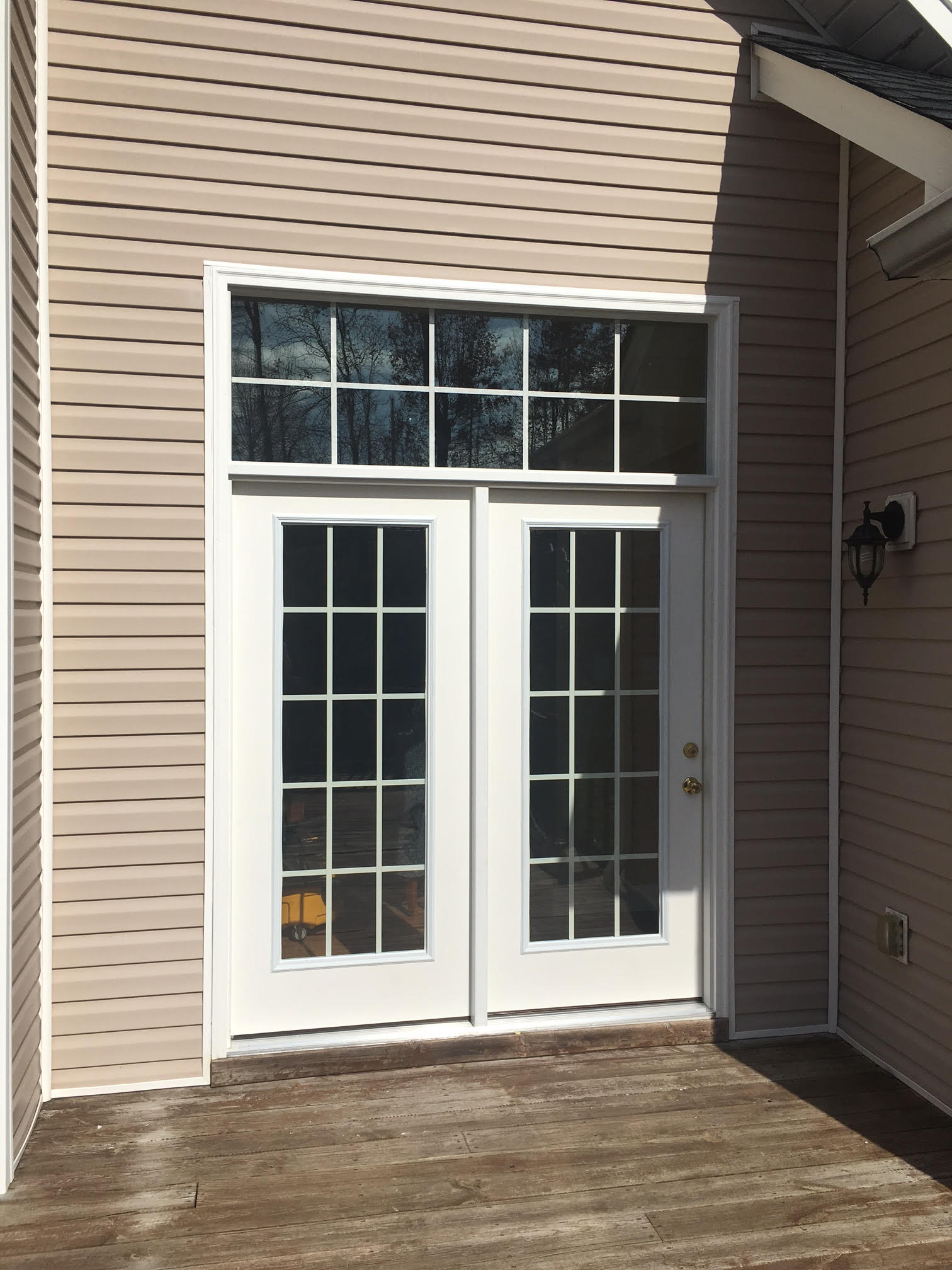 fiberglass patio door with transom