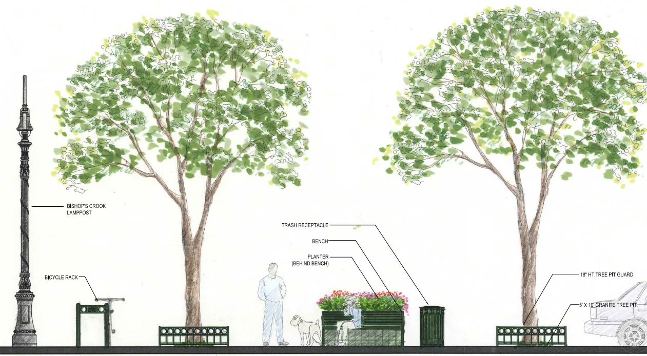 Rendering of East 86th Street's Streetscape design. Completion expected during Summer/Fall of 2017.