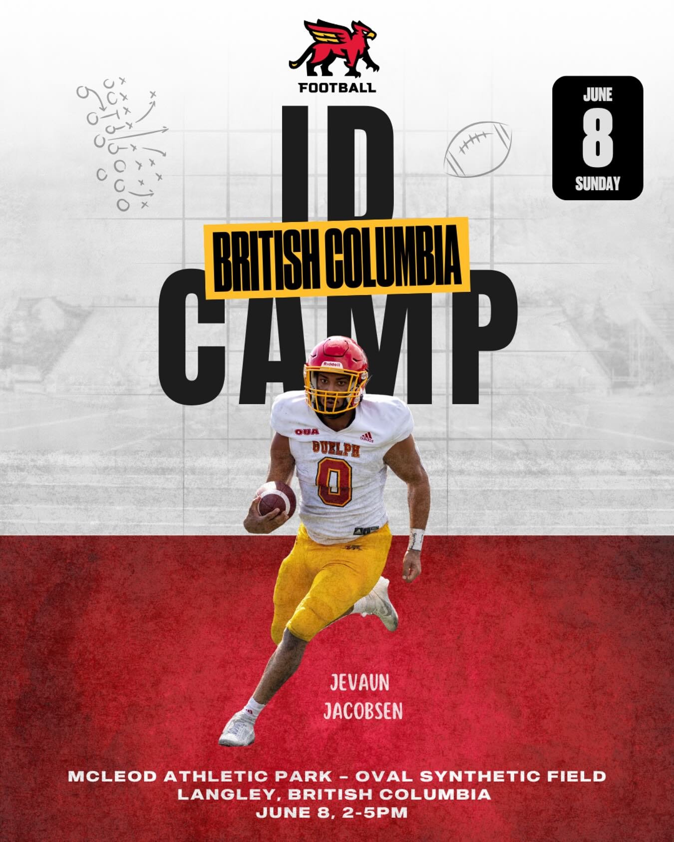 Attention BC high school football players! As our next stop, the Gryphons are bringing an exclusive football camp to Langley, British Columbia on June 8th! π Take your skills to the next level and show us what you’ve got! π₯
π
Date: June 8th,