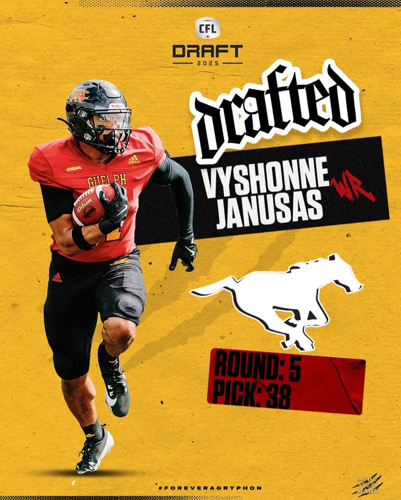 Congratulations to @vj11_ for getting the call and being drafted by the @calstampeders! ππ #CFLDraft #LeaveYourMark