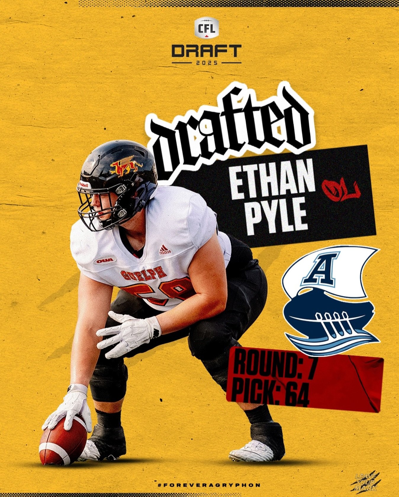 Congratulations to @ethnpyle for getting the call and being drafted by the @torontoargos! ππ #CFLDraft #LeaveYourMark