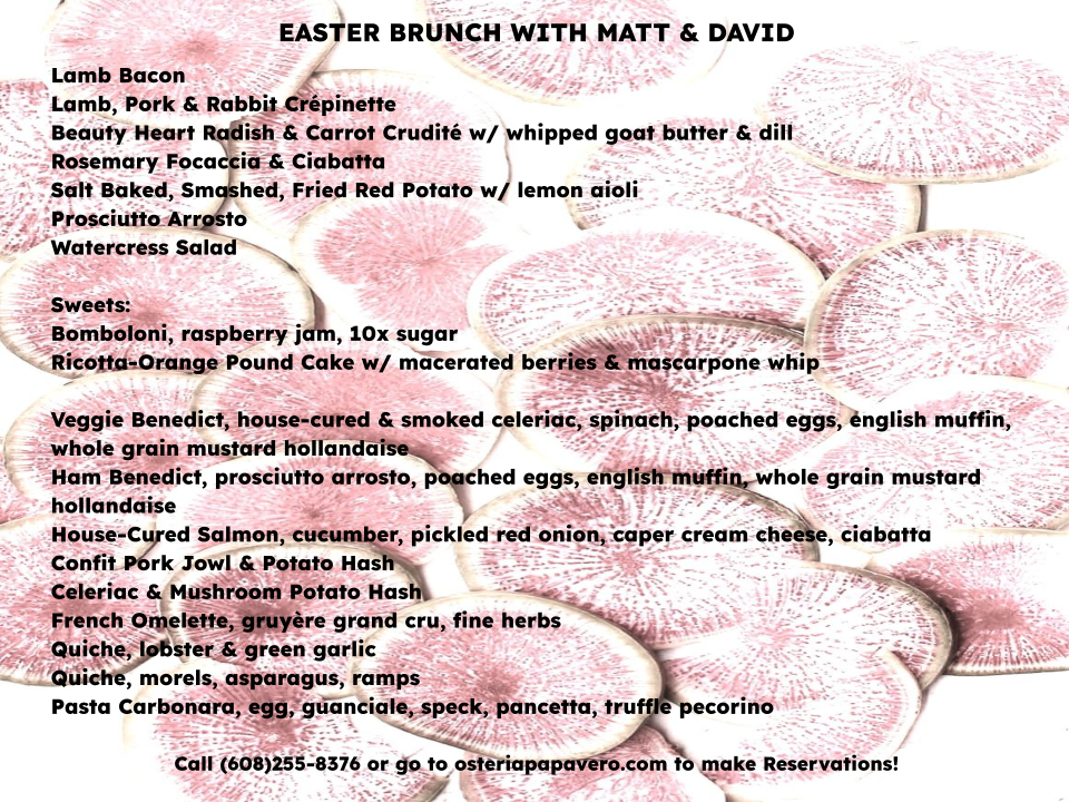 Easter Brunch Menu!