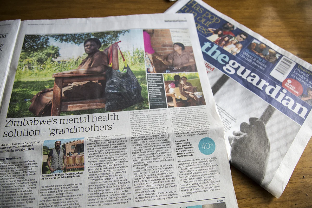 Some of my pictures published in The Guardian UK about the incredible work of the Friendship Bench Project in Zimbabwe. This project is helping many people combat mental health problems by training grandmothers in the community to offer a listening ear to people in need. Watch video here