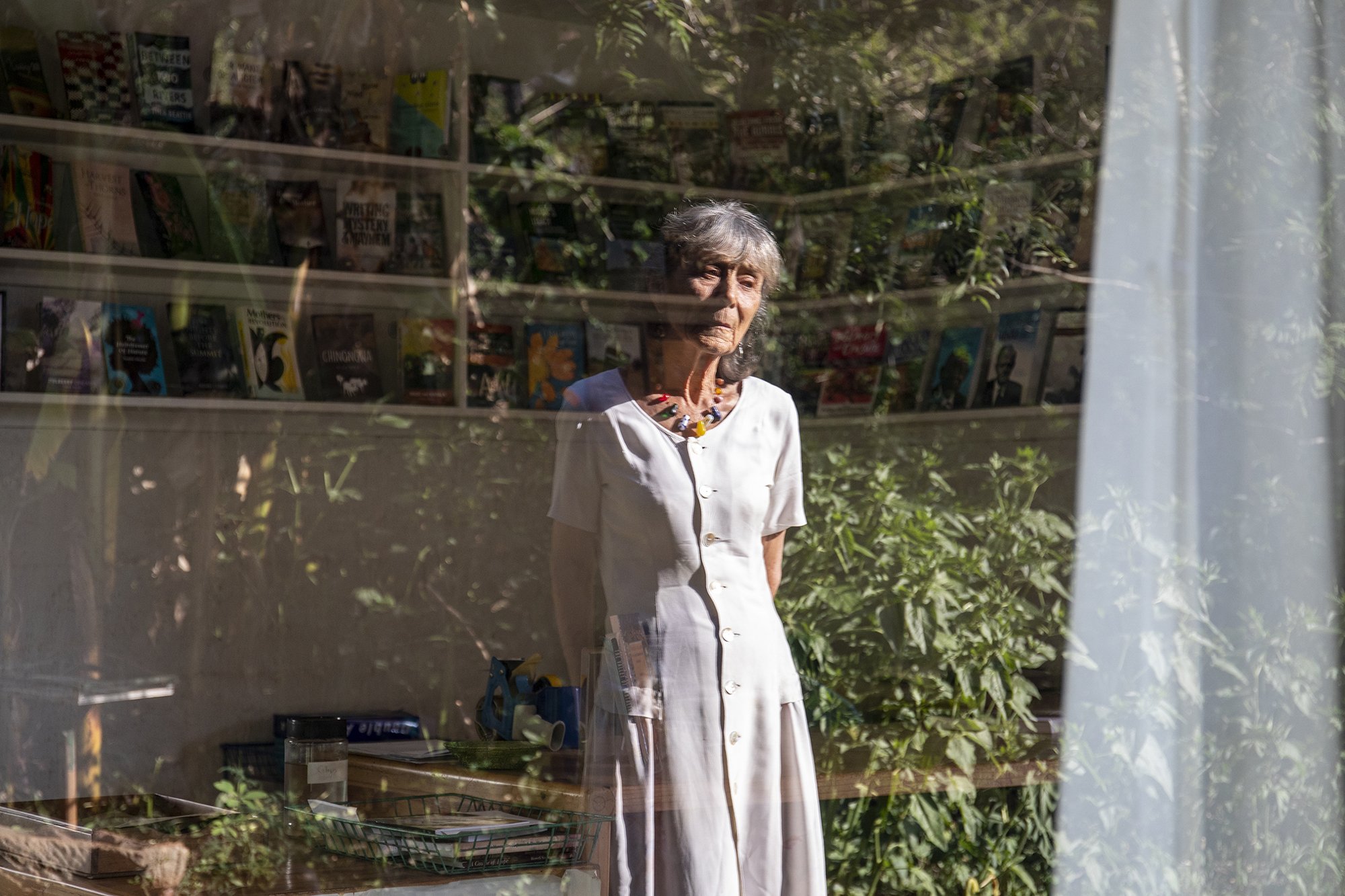  A portrait of Zimbabwean publisher, editor, researcher and writer, Irene Staunton in her garden at Weaver Press in Harare, Zimbabwe.  She is co-founder the publishing house with her husband Murray McCartney. -  For The Guardian  