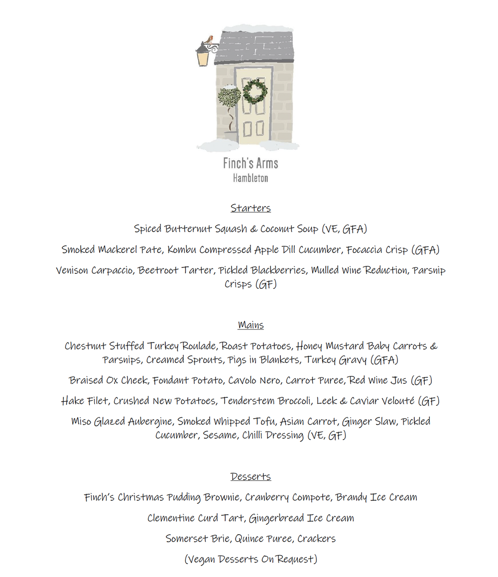 Christmas Party Menus 2023 — The Finch's Arms