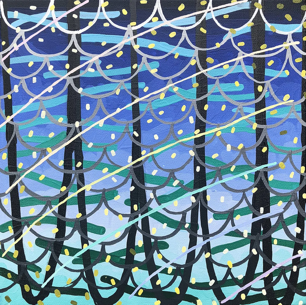 Synchronous Fireflies. 12in x 12in. Brianna Bass, 2018. Sold.