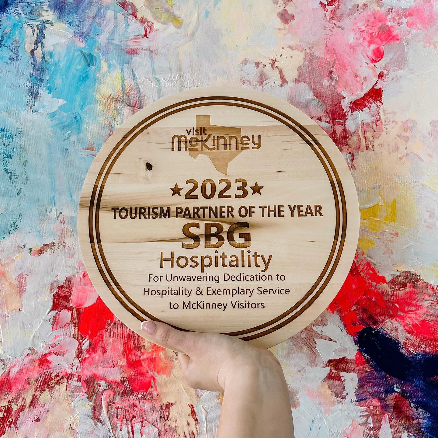 SBG Hospitality was recently awarded the 2023 Visit Mckinney Tourism Partner of the Year! Thank you @visitmckinneytx for this honor! 💕🍍