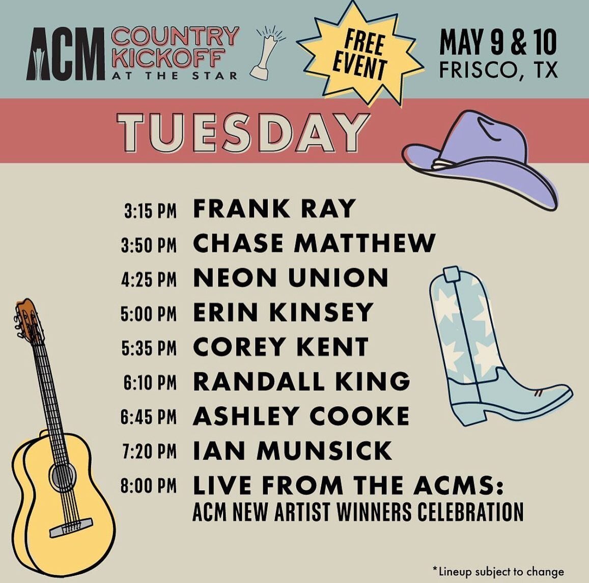 📣 TODAY is the day! 🎶 Join us @thestarinfrisco for the @acmawards Country Kickoff at The Star! 🎶 🤠 Tostitos Championship Plaza, 3pm-10pm, free festival! Have fun!! #frisco #friscotexas #acmcountrykickoff