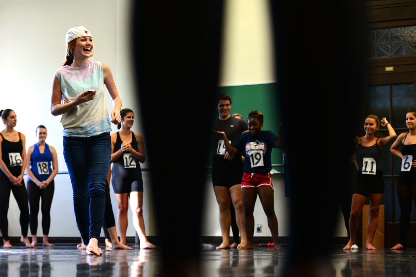 Courtney Martin instructs students on the interpretive dance portion of the audition for Western Kentucky University's Dance Project. | Aug. 30, 2013 | Bowling Green, Ky.