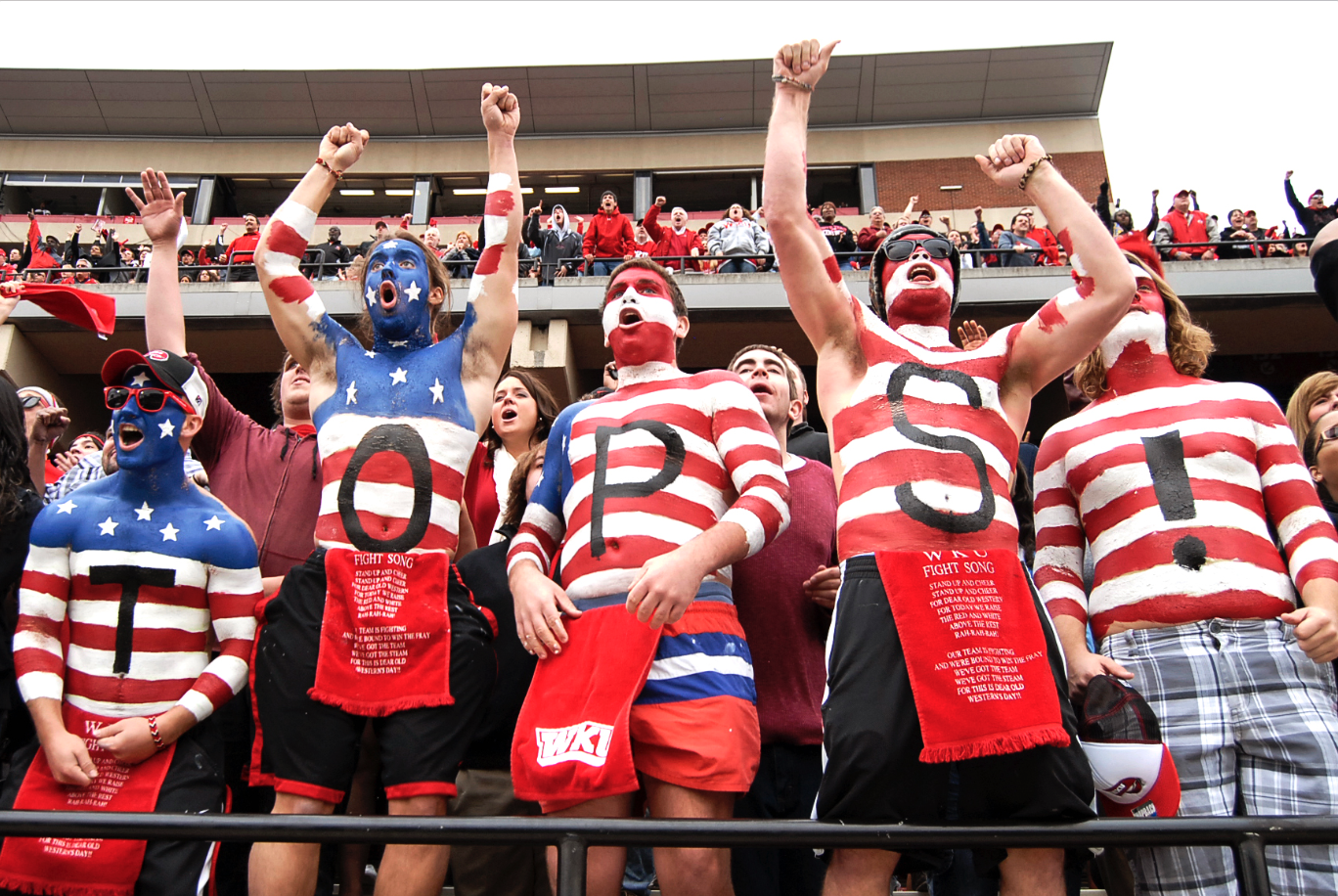 Western Kentucky University fans cheer during their homecoming football game against University of Louisiana-Monroe. | Oct. 20, 2012 | Bowling Green, Ky.