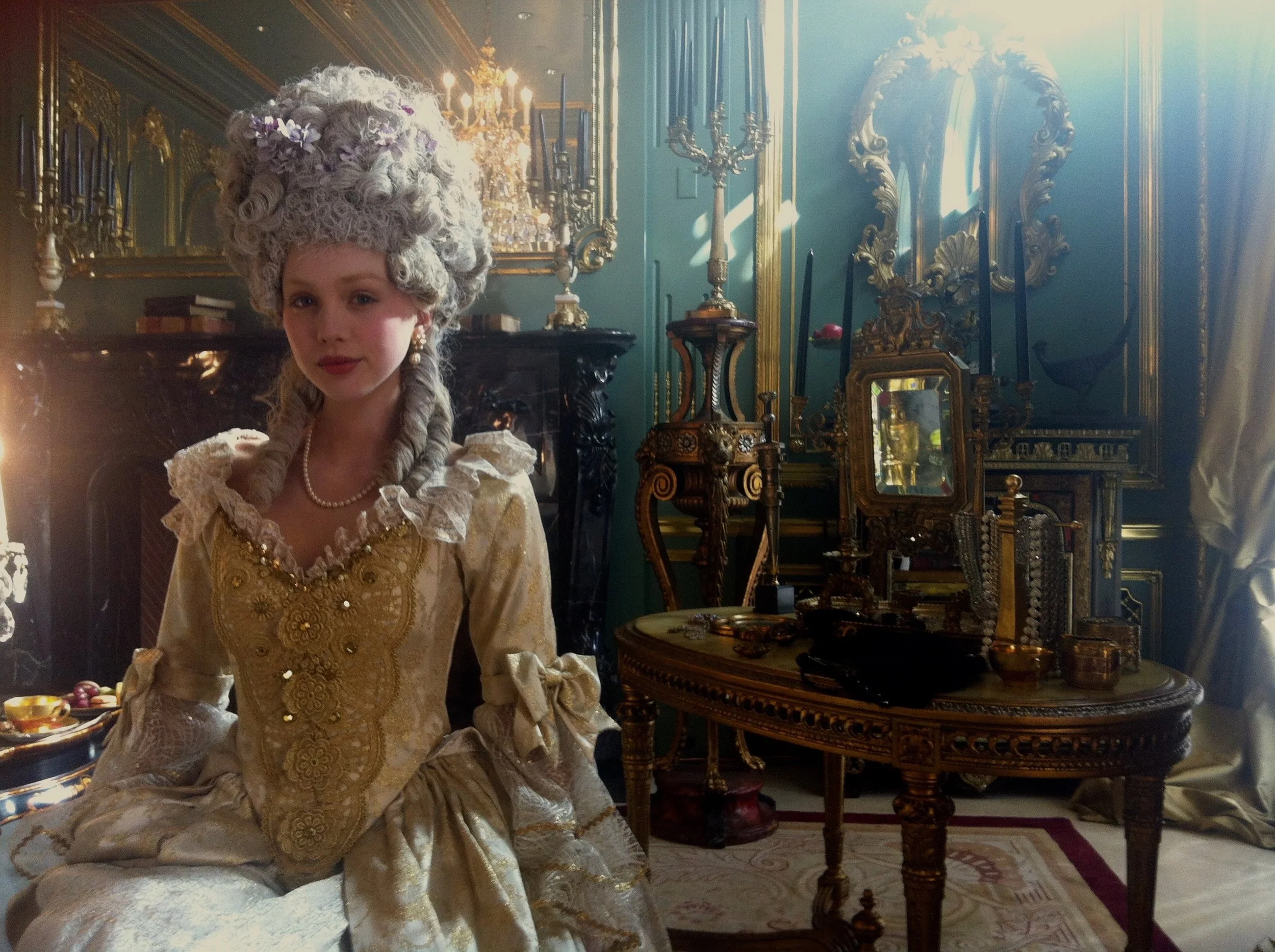 Our sweet little extra hand maiden waiting patiently in our Queen's boudoir.
